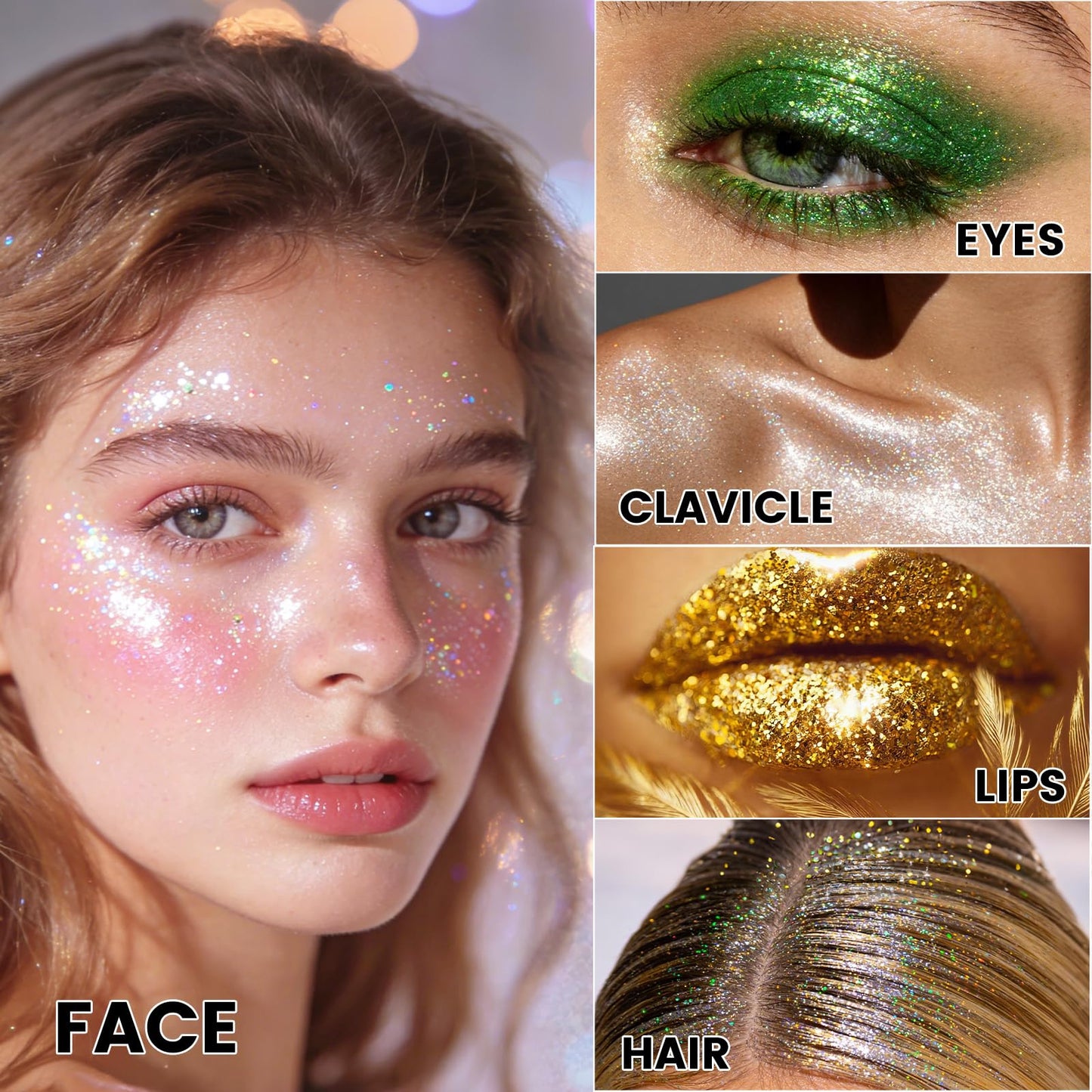 CAHOTO Aurora Rolling Glitter, Shimmer Gel for Face Body & Hair