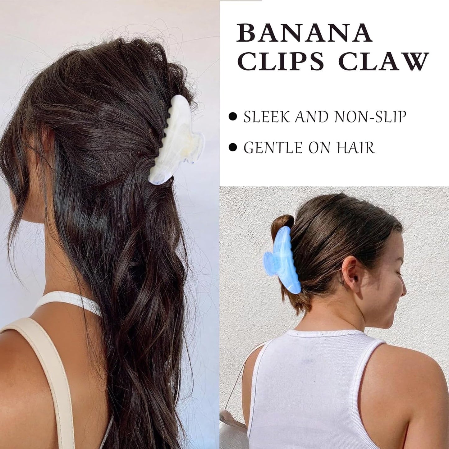 Acrylic Claw Clips for Women - 3 PCS Non-Slip Hair Accessories | Pastel Colors (Blue, White, Pink)
