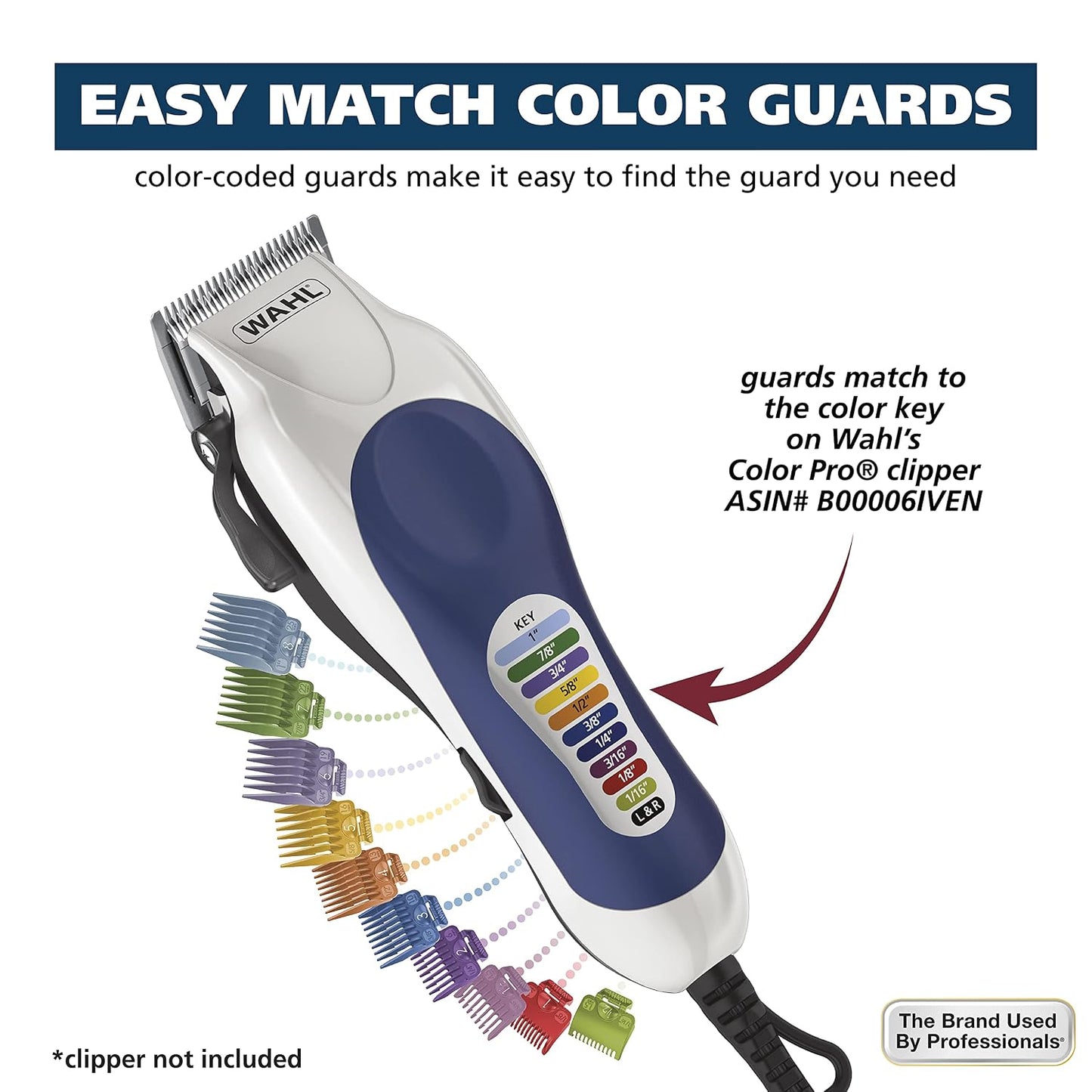 Wahl Clipper Secure-Fit™ Attachment Guard Kit | 14-Piece Color Pro Guide Combs Set