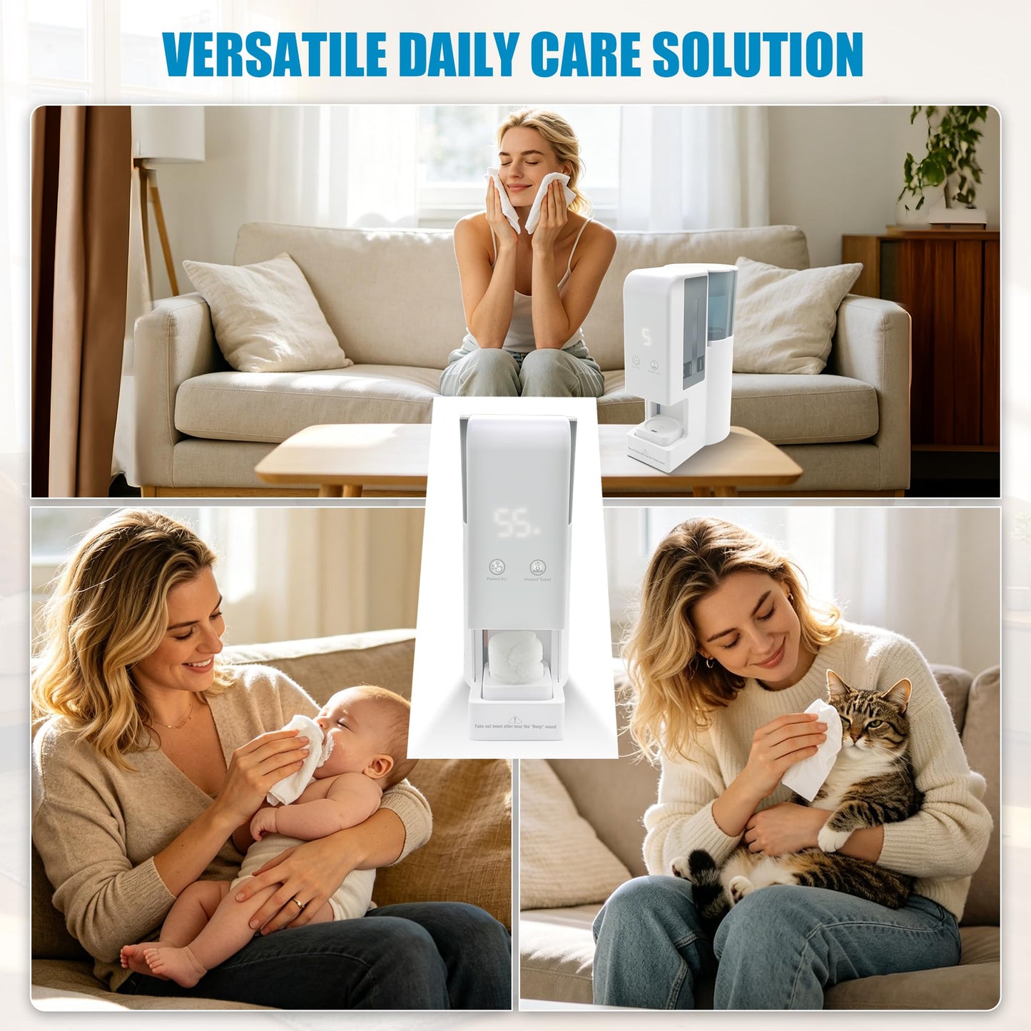 Hot Towel Warmer for Face, 5s Fast Heating Hot Towel Dispenser, Automatic Disposable Towel Warmer, 55°C Constant Temperature, Portable Face Towel Steamer (1PC Face Towel Machine+40PCS Towels)