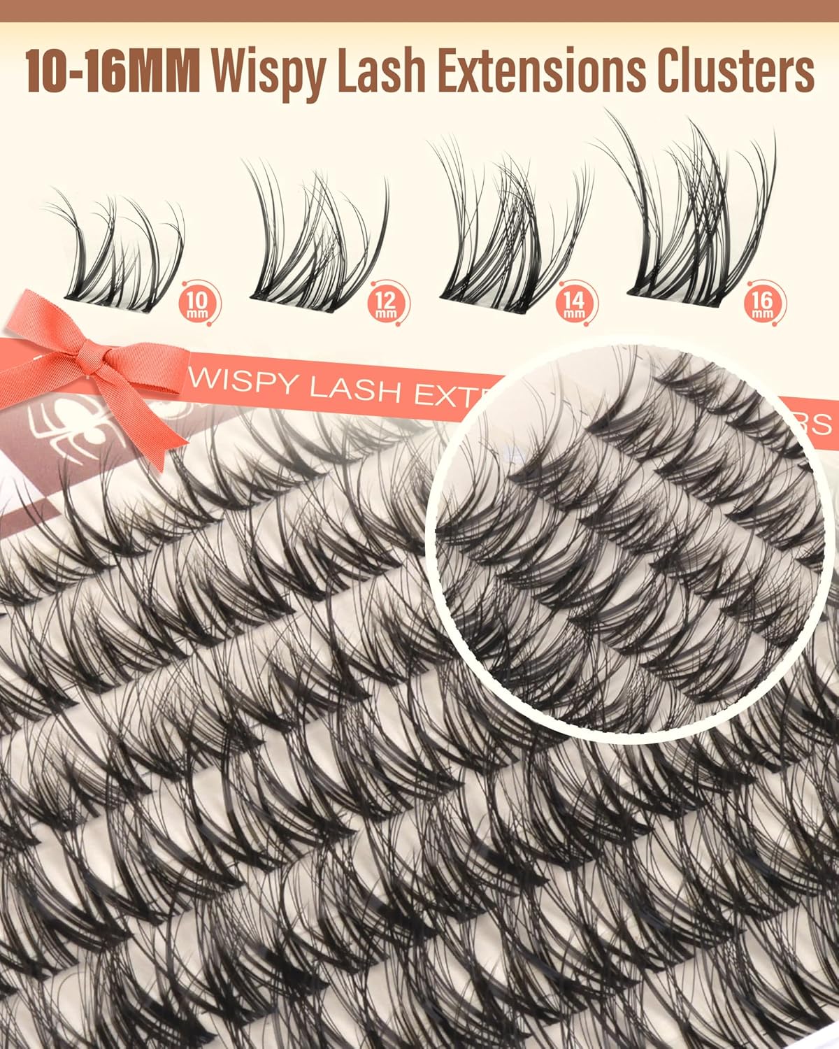 Natural Eyelash Clusters - Spider Lashes with Invisible Band | Wispy 10-16MM Extensions