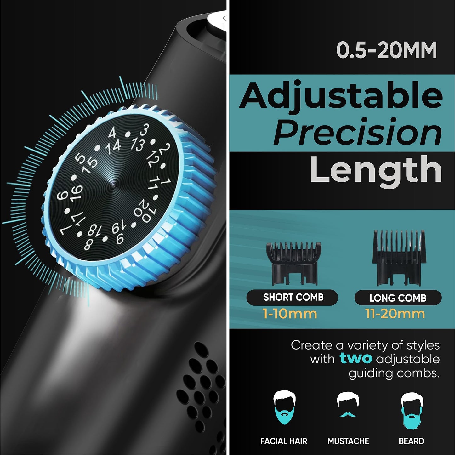 TrimBliss Vacuum Beard Trimmer for Men – Rechargeable Trimmer with Vacuum, Titanium Blade, Adjustable Comb, Waterproof Cordless Hair Clippers & Beard Kit for Less Mess Grooming