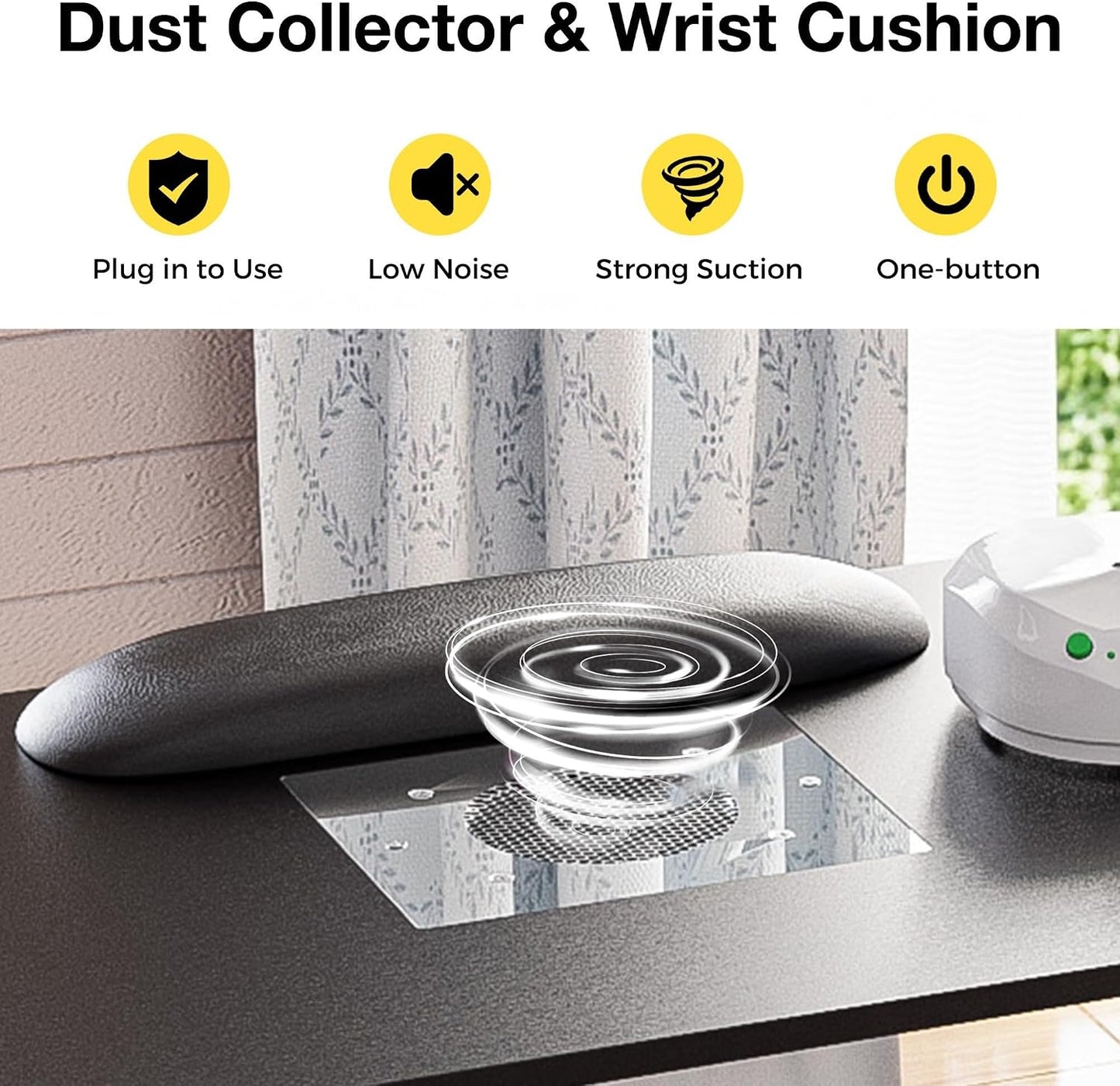 Nail Tech Table - Manicure Desk with Dust Collector, Arm Rest & Wheels | Black Beauty Salon Station