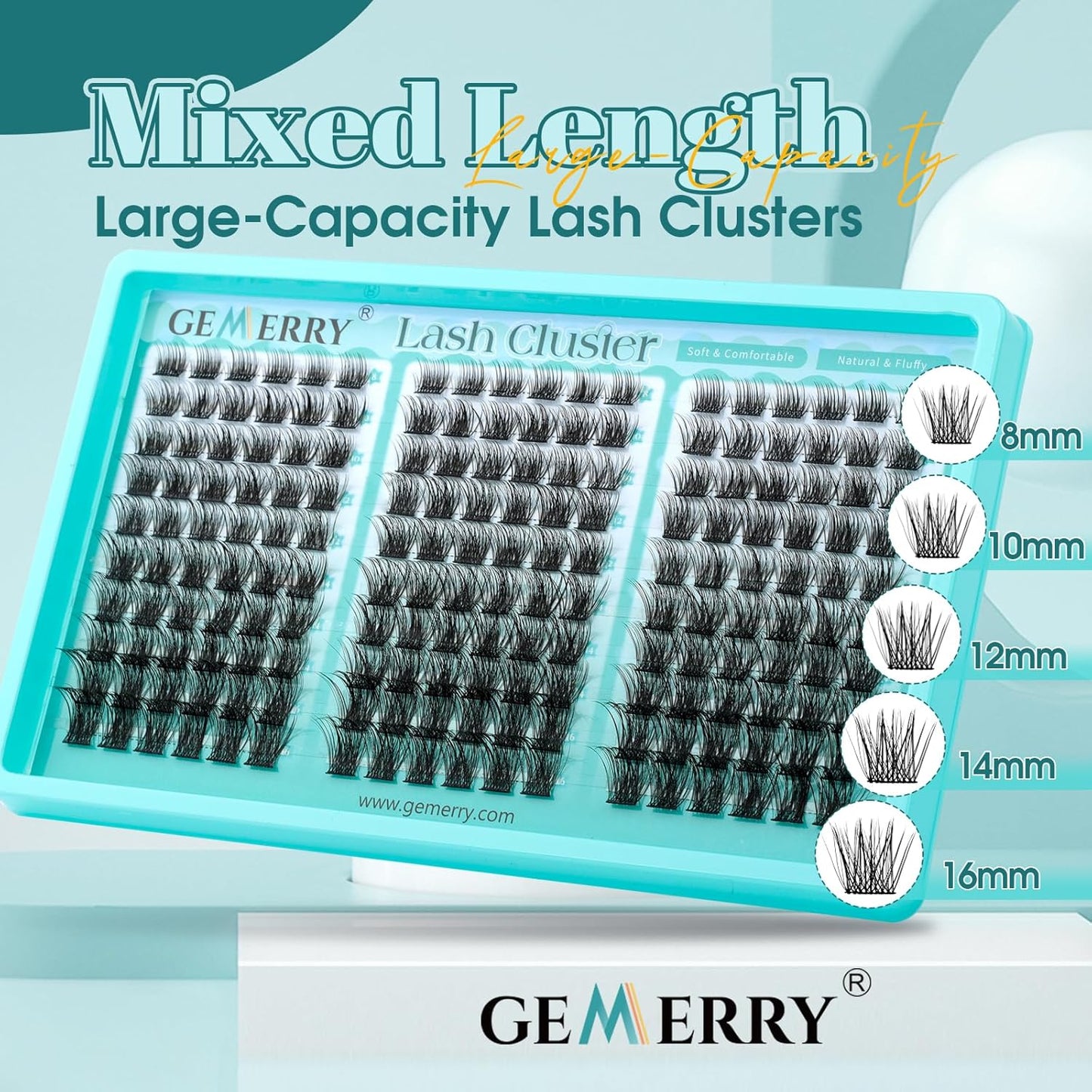 GEMERRY Wispy Lash Clusters - D-Curly Individual Eyelash Extensions | 8-16MM Lightweight DIY Lashes