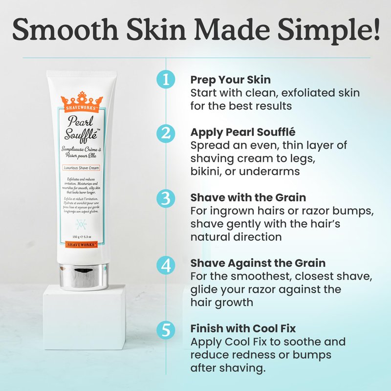 Shaveworks Shaving Cream for Women 5.3 Oz Pearl Soufflé: Exfoliates, Moisturizes, Reduces Irritation, and Minimizes Future Hair Growth – Womens Bikini Shave Sensitive Skin Areas