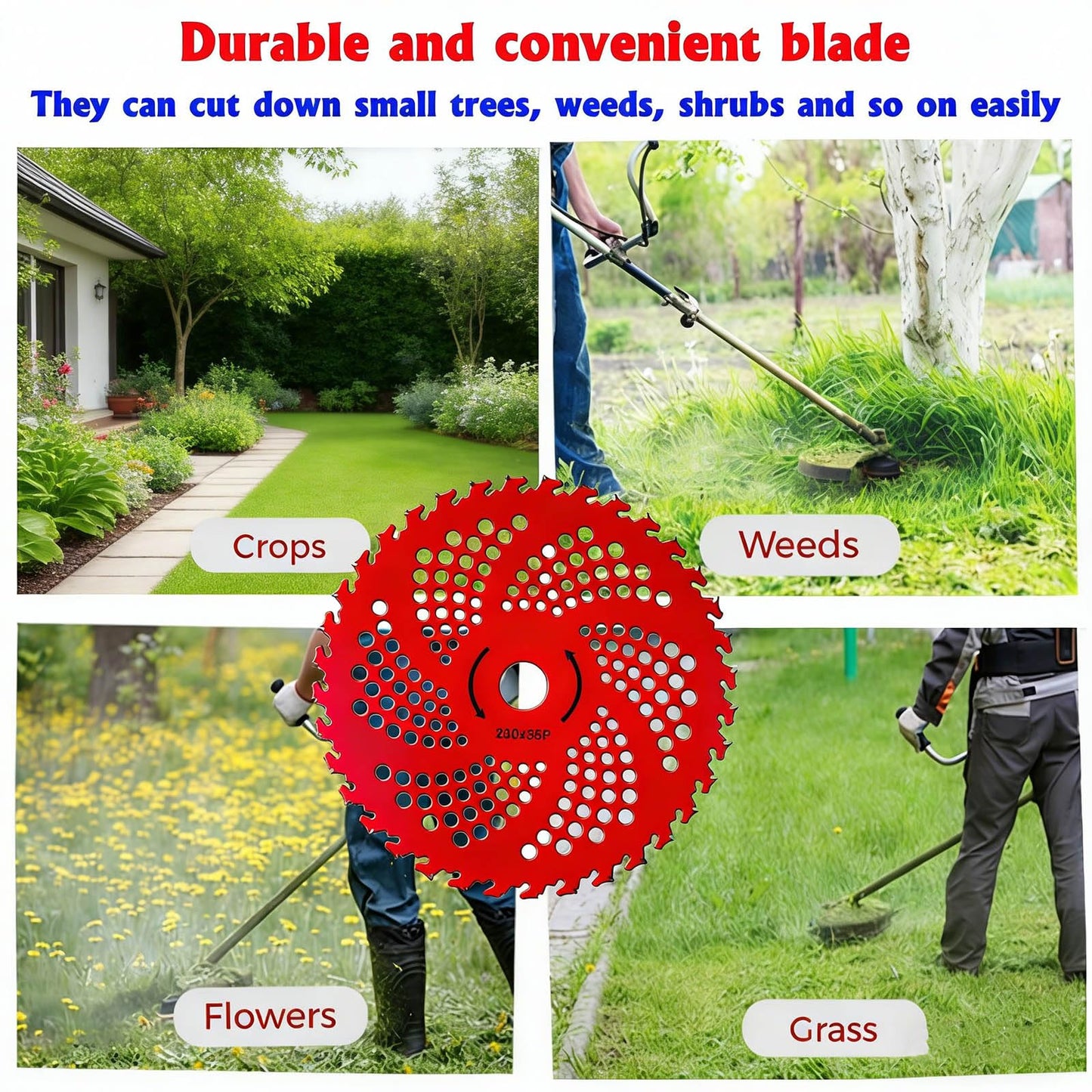 Tayfeim 9" x 36T Carbide Tipped Brush Cutter Blades 2-Pack, Weed Trimmer Blade Head with Adapter Kit, Fits Husqvarna Stihl Weed Wacker Straight Shaft Trimmer