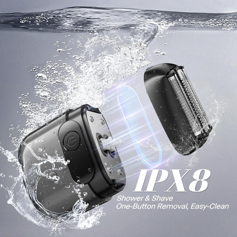 MALEGEBAZ Electric Foil Shaver for Men :3D Floating Blades, LED Display, USB-C Fast Charge, IPX8 Waterproof - Perfect for Travel & Smooth Shaving at Home Misty Gray