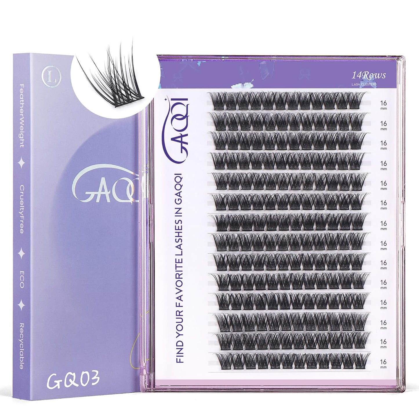 GAQQI Lash Clusters - Wispy Volume Eyelash Extensions, 110 Multilayered 3D Lashes, 10-14mm Lengths