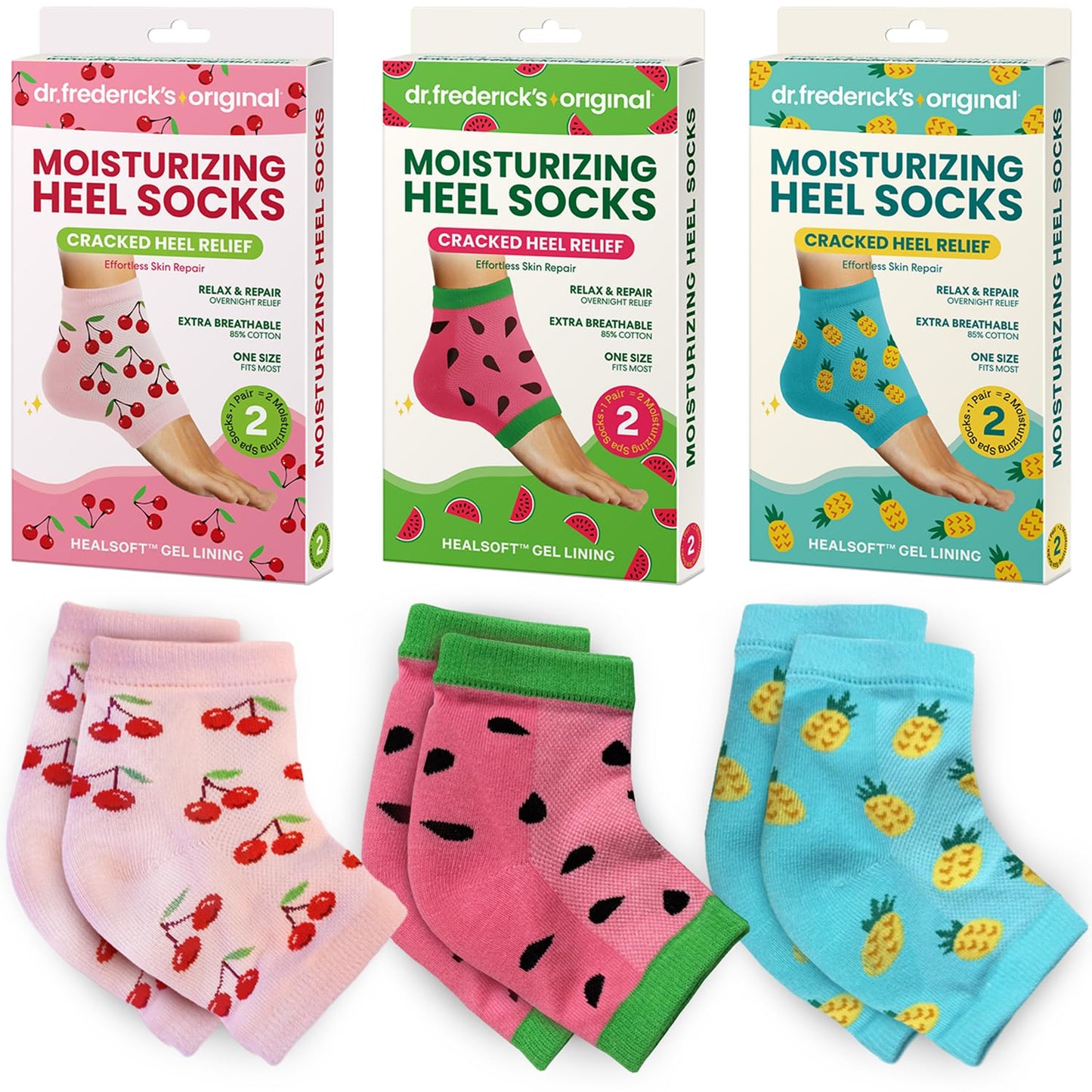 Moisturizing Heel Socks for Dry Cracked Heels - Olive Oil & Vitamin E Infusion | 2 Pairs for Men & Women