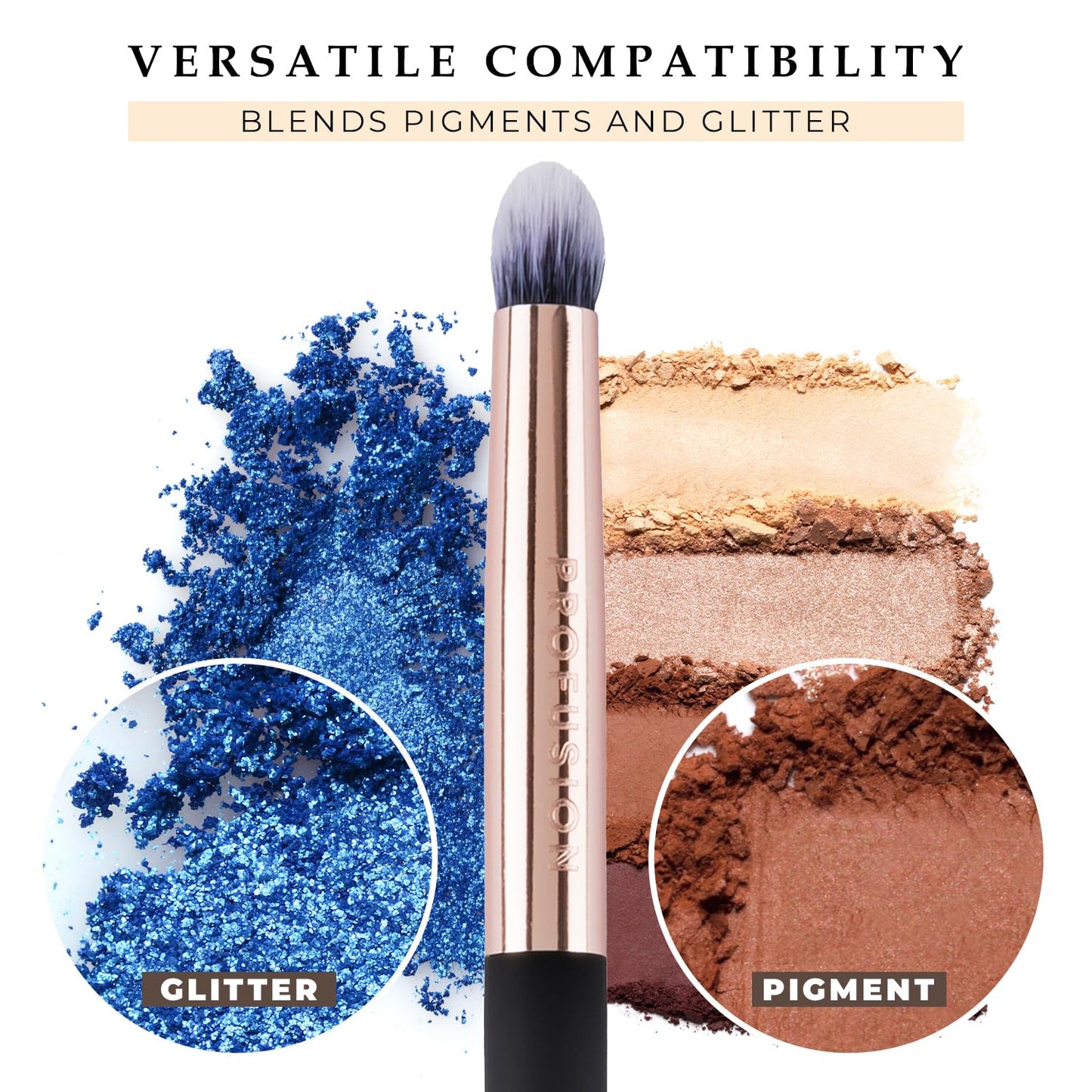 Profusion Cosmetics Small Firm Eyeshadow Brush - Professional Blending Tool for Pigments & Glitter | Dense Rounded Bristles