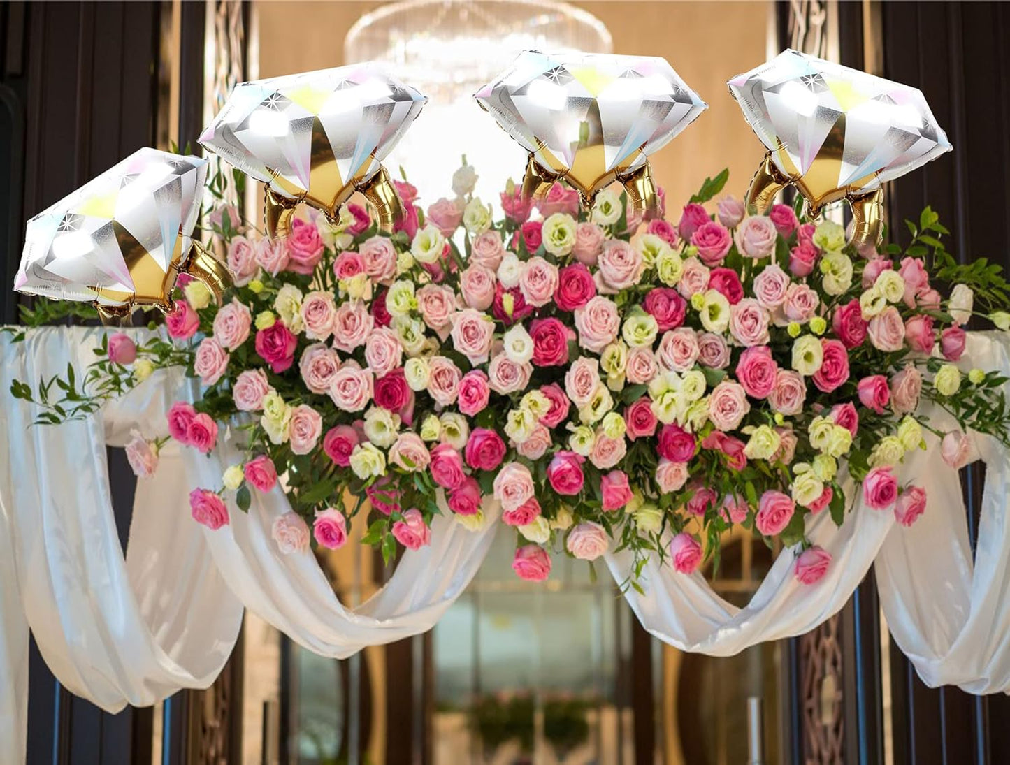 Diamond Ring Aluminum Balloons - 2Pcs Wedding Engagement Party Decor | Bridal Shower Supplies