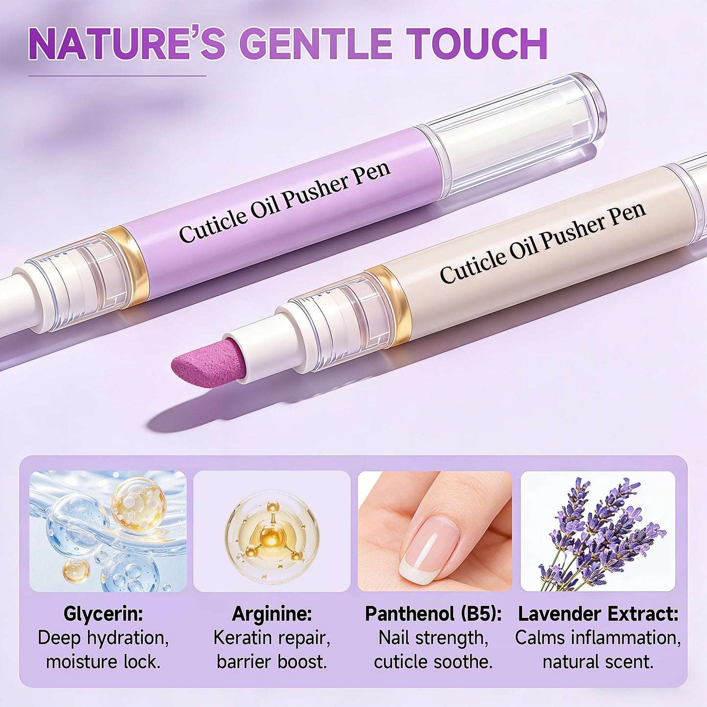 2 Pcs 2-in-1 Cuticle Oil Pusher Pen - 2026 New Ceramic Cuticle Pen,No Leak Travel Size Cuticle Pusher Pen With Oil,Moisturizing And Brightening Instant Keratin Removal Tool For Dry Damaged Nails