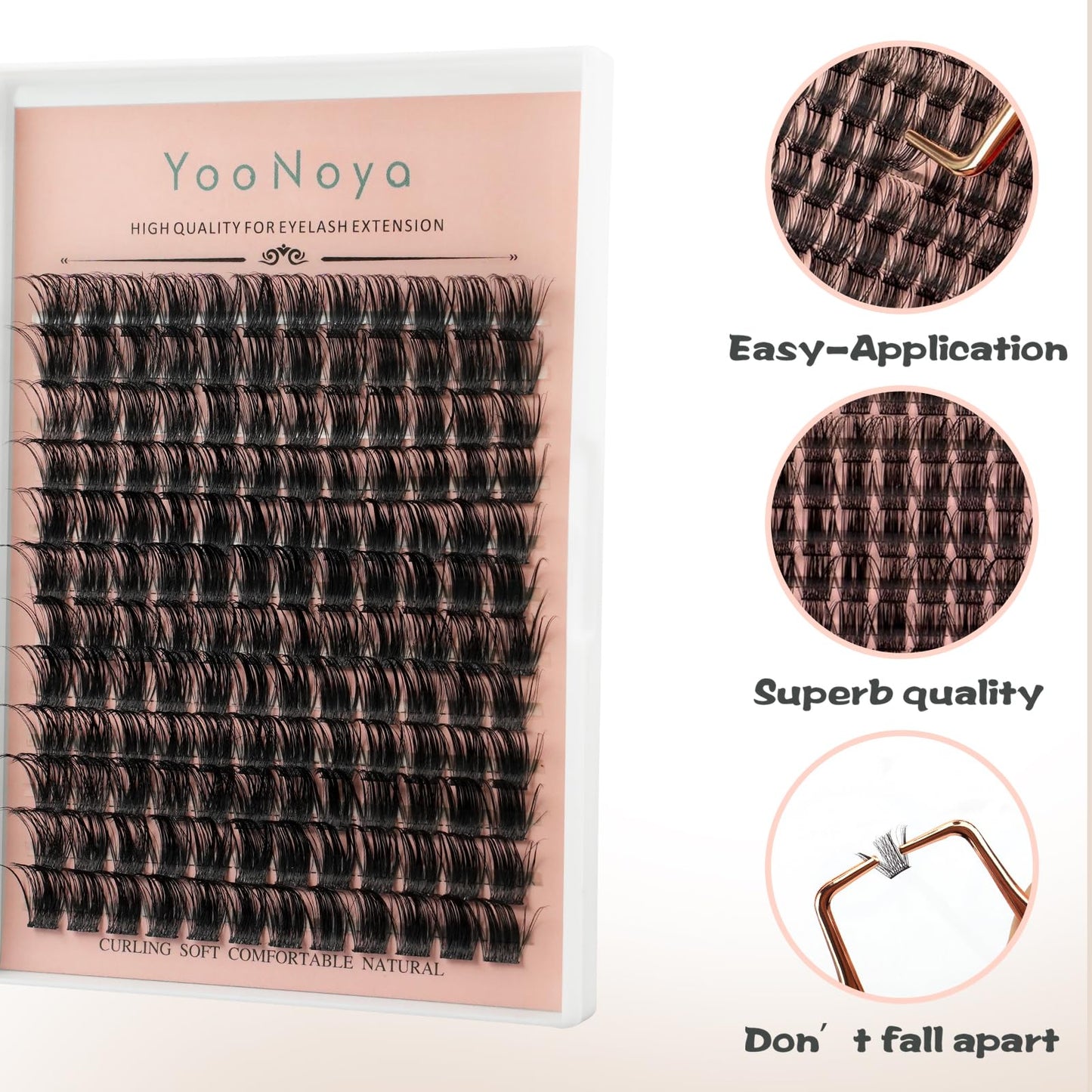 YOONOYA Lash Clusters 144 PCS 16mm Mix Volume Lashes Eyelash Clusters D Curl Cluster Eyelash Extensions Natural Wispy Cluster Lashes Reusable Individual Thick Lash Extension (QD-16mm - Mix)