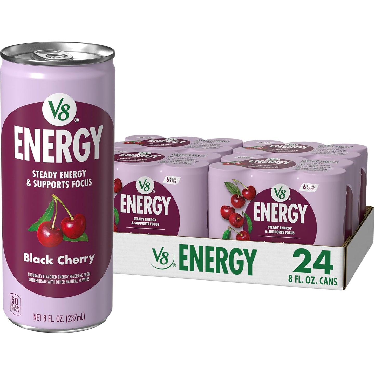 V8 Energy Peach Mango Energy Drink - 8 Fl Oz Can | 24 Pack of Refreshing Energy Boost