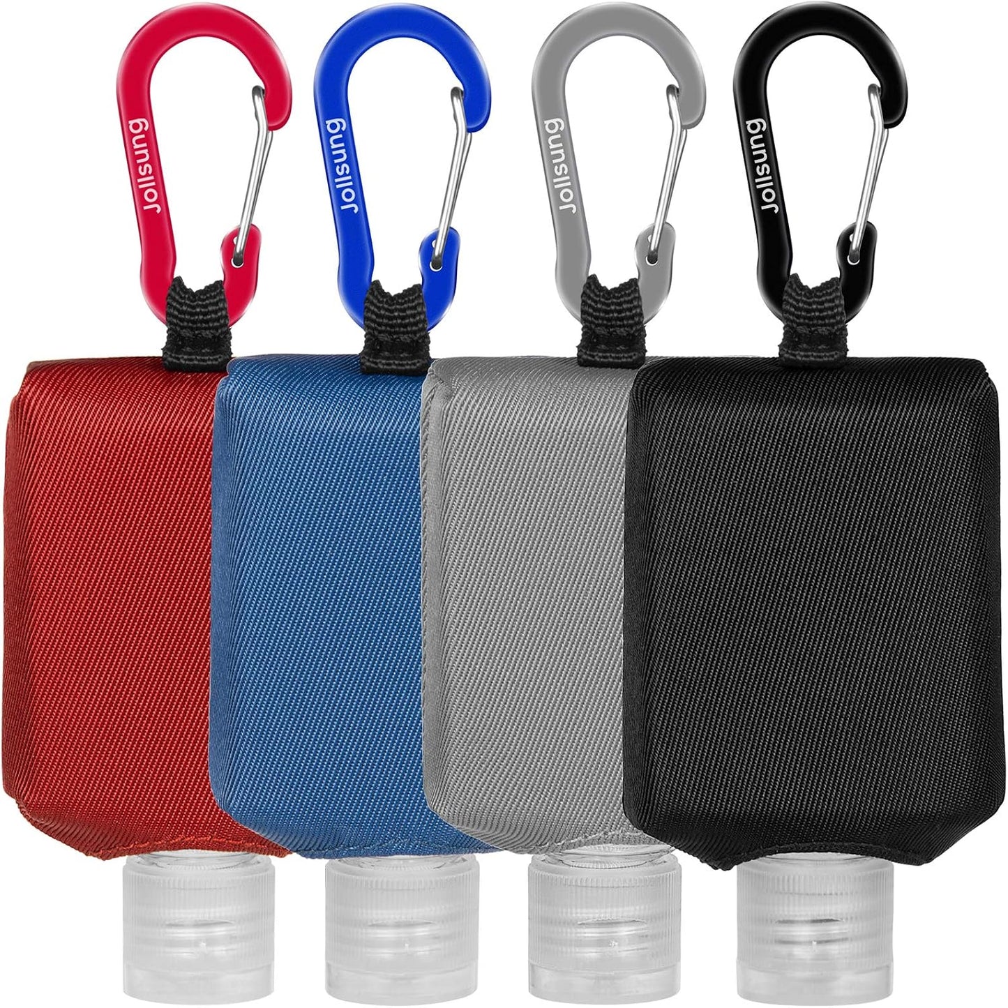 Hand Sanitizer Bottle Case Holder - Refillable 60ML/2 oz Travel Containers with Carabiner | Flip Cap Design