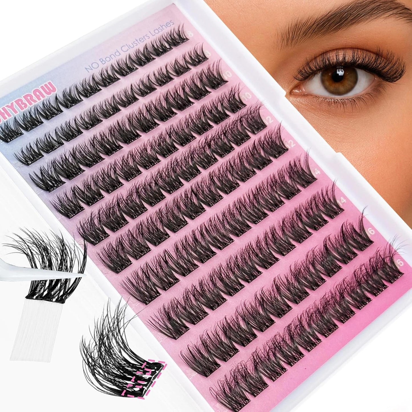 Manga Cluster Eyelash Extensions - Spiky C-Curl Wispy Lashes | 8-18MM, 140pcs, Ultra-Thin Band