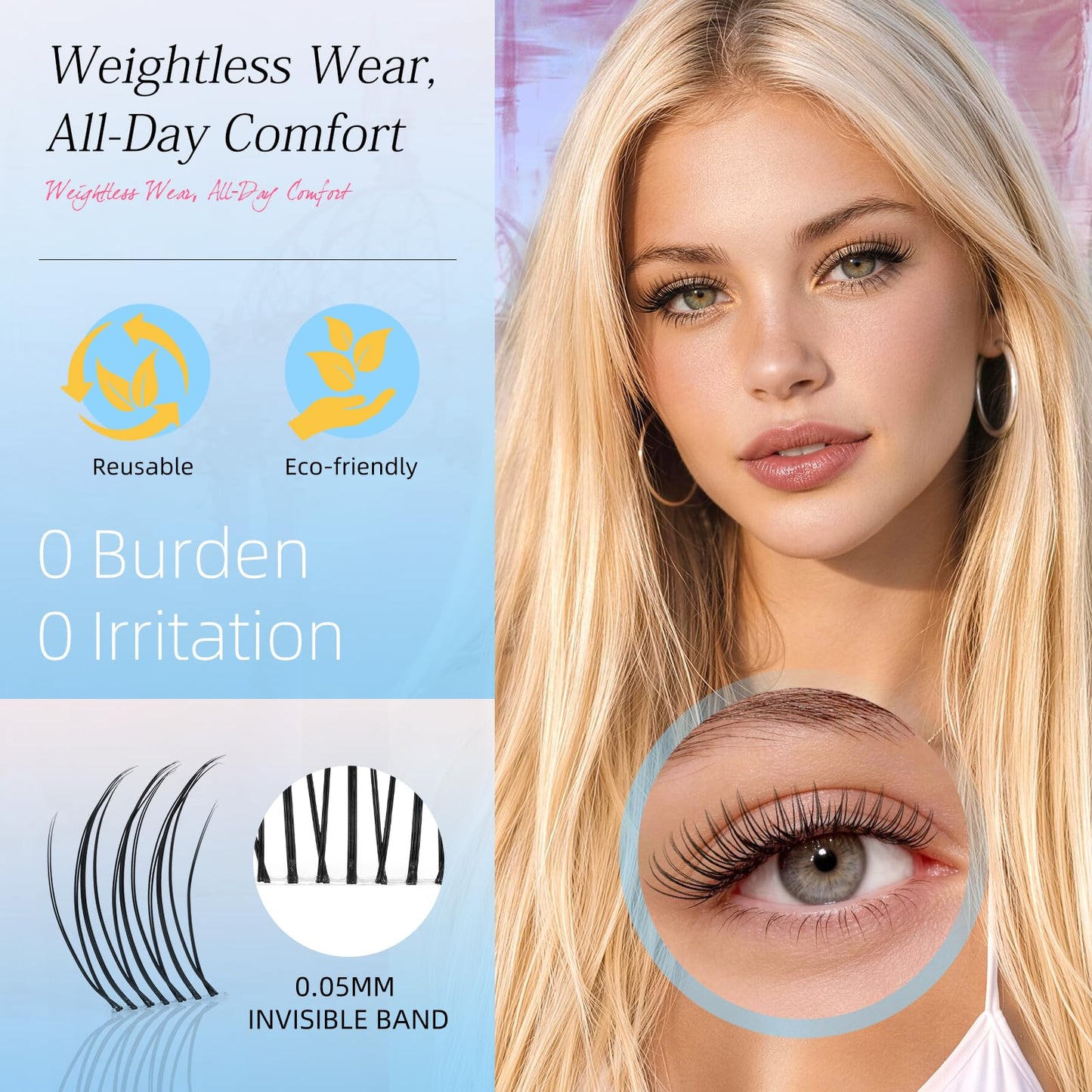 QUEWEL Natural Lash Clusters Kit Soft 120Pcs Aurora Lash clusters Invisible Band Lightweight C Curl 8-16MM Eyelash Extension Kit with Eyelash Clusters Bond and Seal Tweezers for Daily Wear (Aurora)