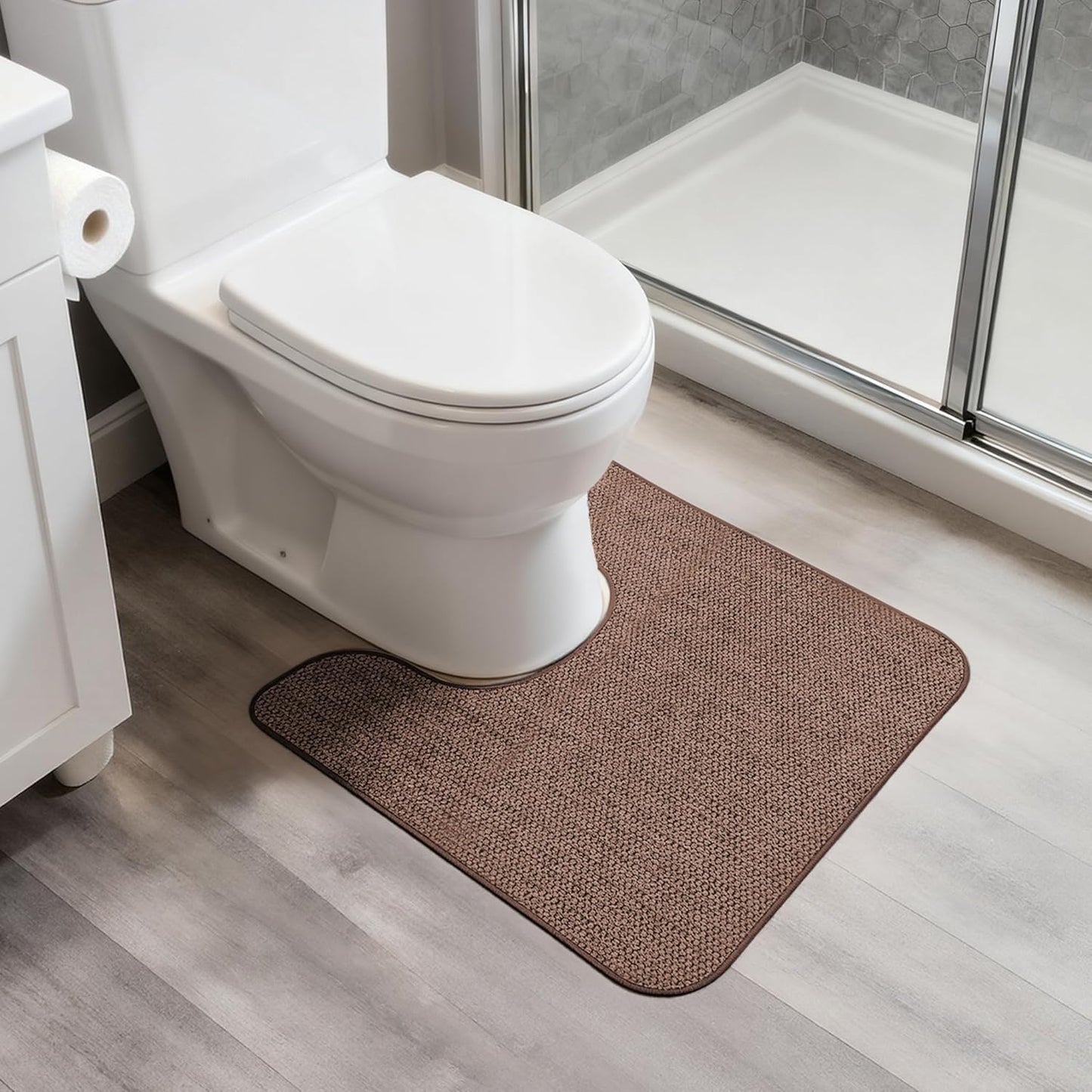 Ultra Thin Bath Mat - Non-Slip Rubber Bathroom Rug, Quick Dry & Absorbent | Grey, 1'5"x2'3" (17x27 Inch)