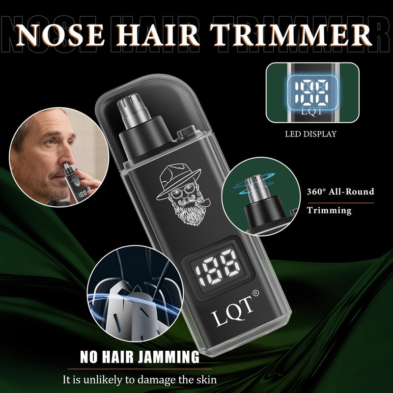 LQT Hair Clippers for Men, 4 Pcs Professional Cordless Rechargeable Transparent Plastic Clipper Set Body Trimmer Electric Razor for Men Nose and Ear Hair Trimmer with Bag, to Son Husband Father Gift