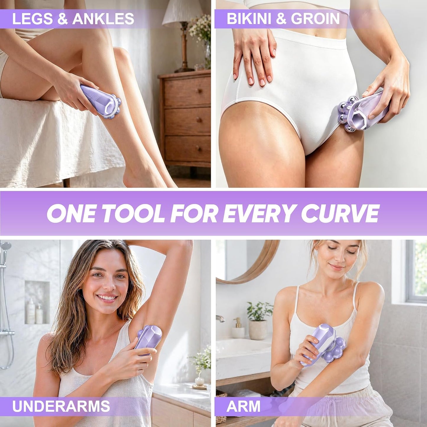 Electric Shaver for Women - 7D Magnetic Heads, Waterproof Wet/Dry Razor | USB Rechargeable, Purple