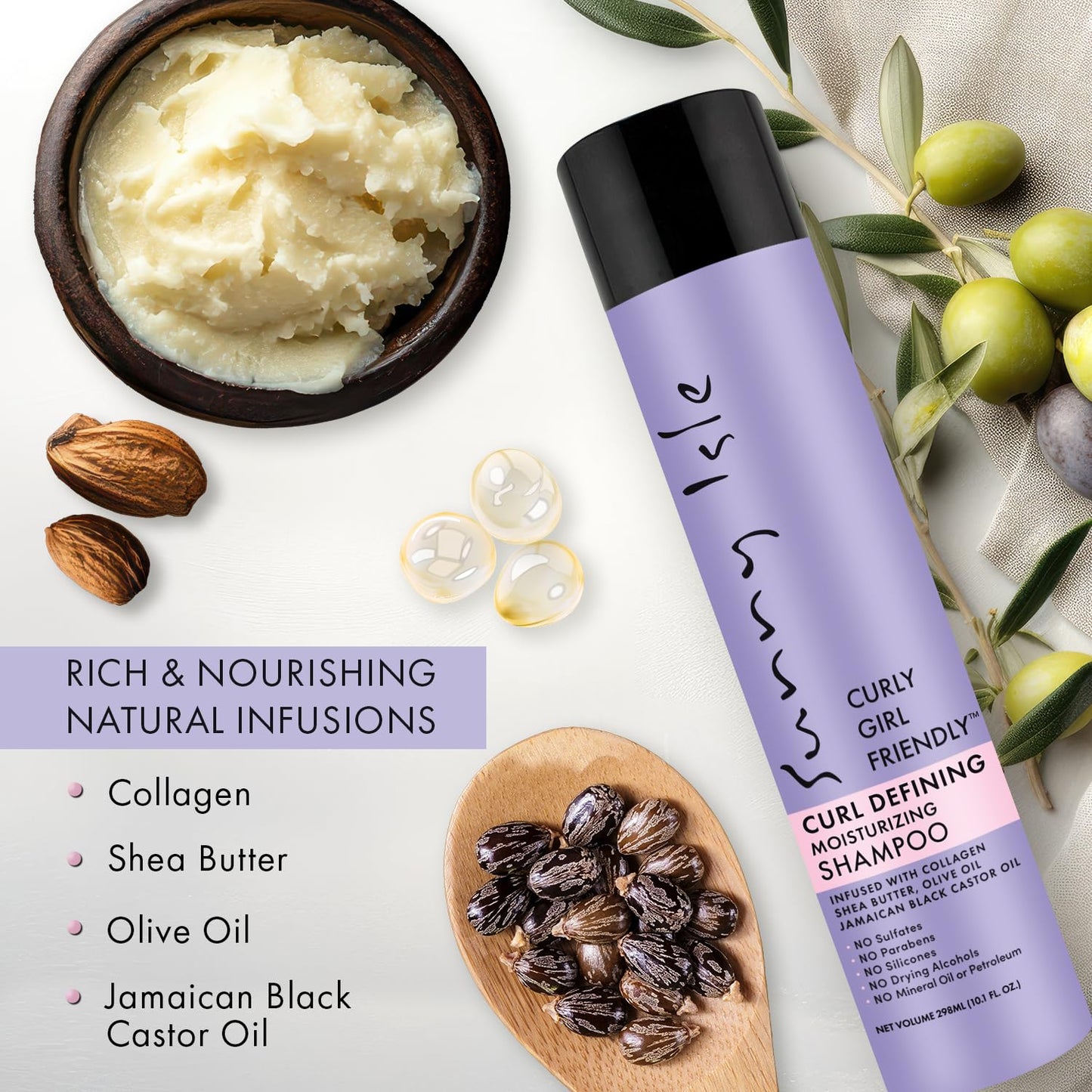 Sunny Isle Curl Defining Shampoo - Moisturizing & Hydrating for Curly, Wavy, Coily Hair | 10.1oz