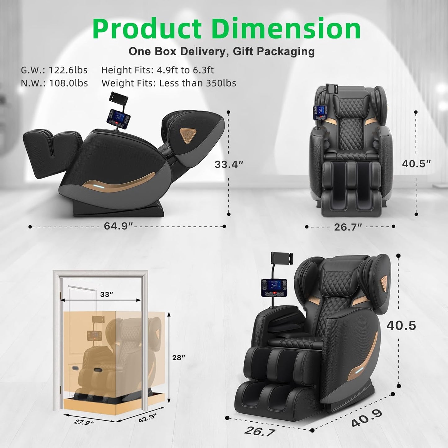 Full Body Massage Chair - Zero Gravity Recliner with 10 Massage Points, Heat, Airbags & Bluetooth Speaker | 2026 Model