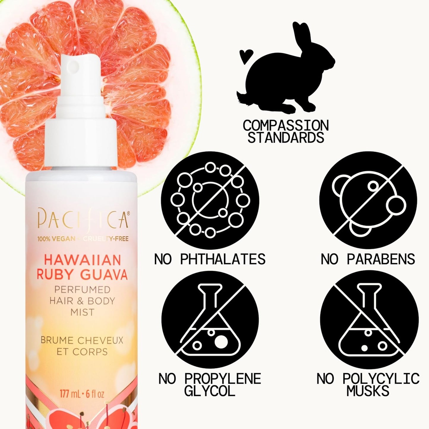 Pacifica Hawaiian Ruby Guava Hair Perfume | Alcohol-Free Body Fragrance Spray Mist - 6 oz, Vegan & Cruelty-Free