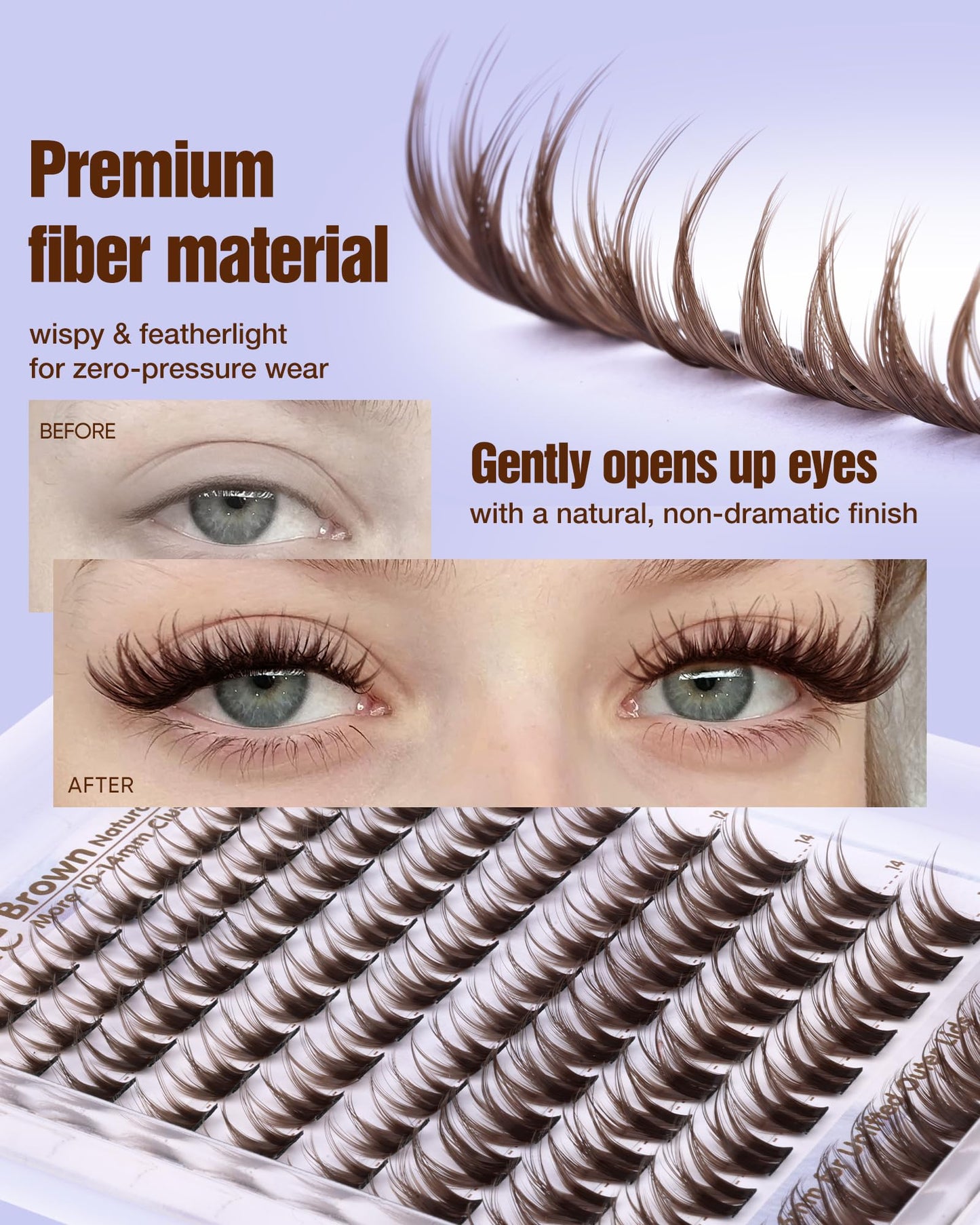 Black Brown Lash Clusters Wispy Eyelash Clusters Natural Flora Lashes Clusters More 10-14mm Cluster Eyelash Extensions DIY C-Curly Individual Lashes Fluffy Faux Mink Eyelashes Clusters by Ruairie