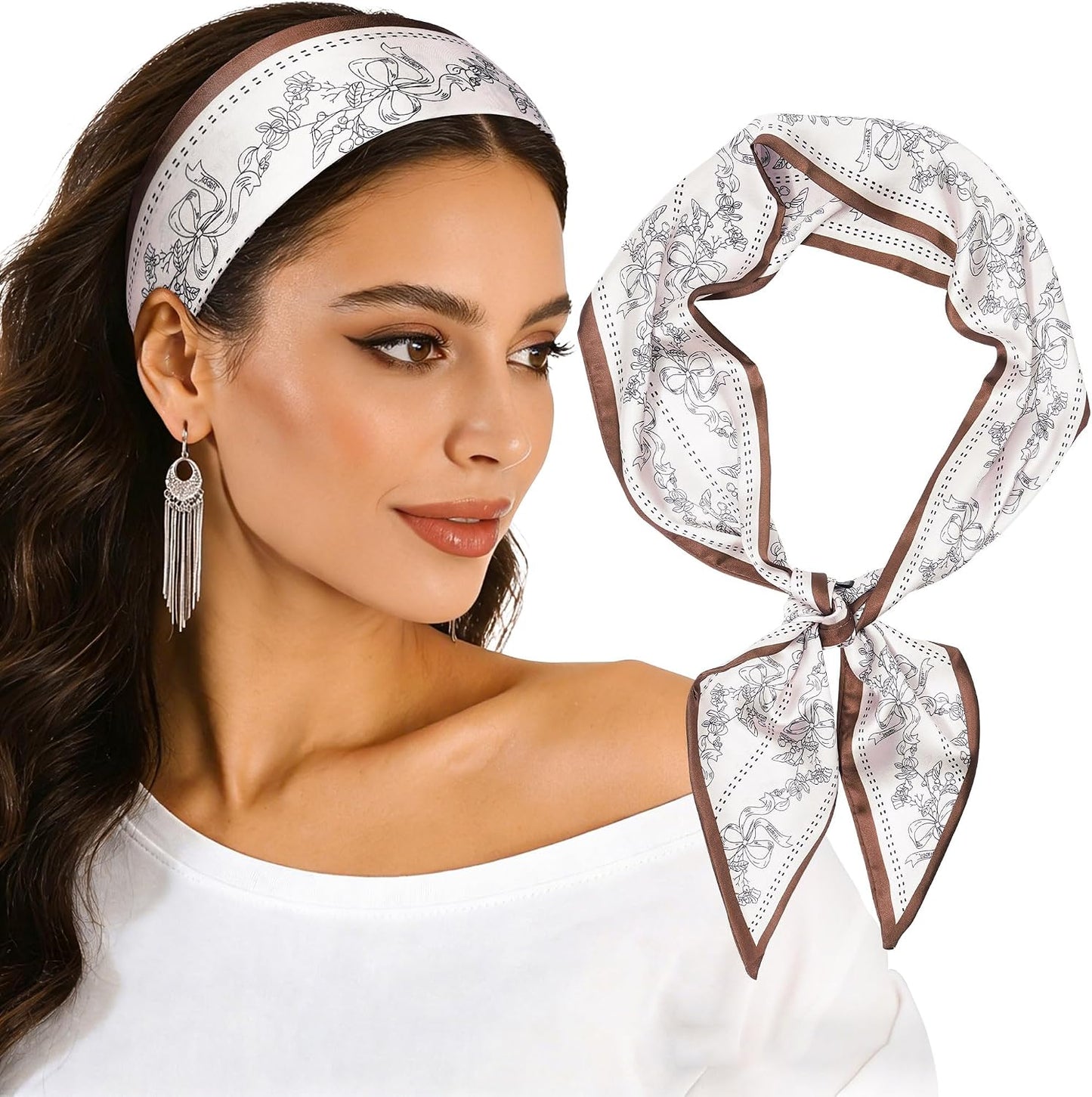 Cherry Head Scarf for Women - Long Thin Satin Hair & Neck Wrap | Fashion Accessory