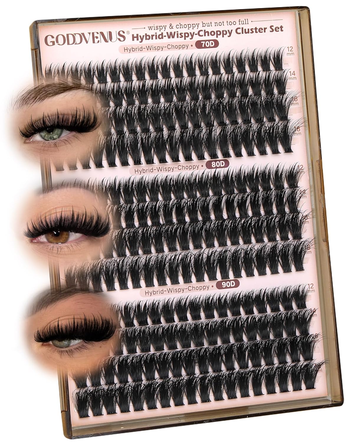 Manga Lash Clusters - Wispy Fluffy Anime Eyelash Extensions | Reusable Faux Mink, D Curve 12-18mm, 204 Pieces