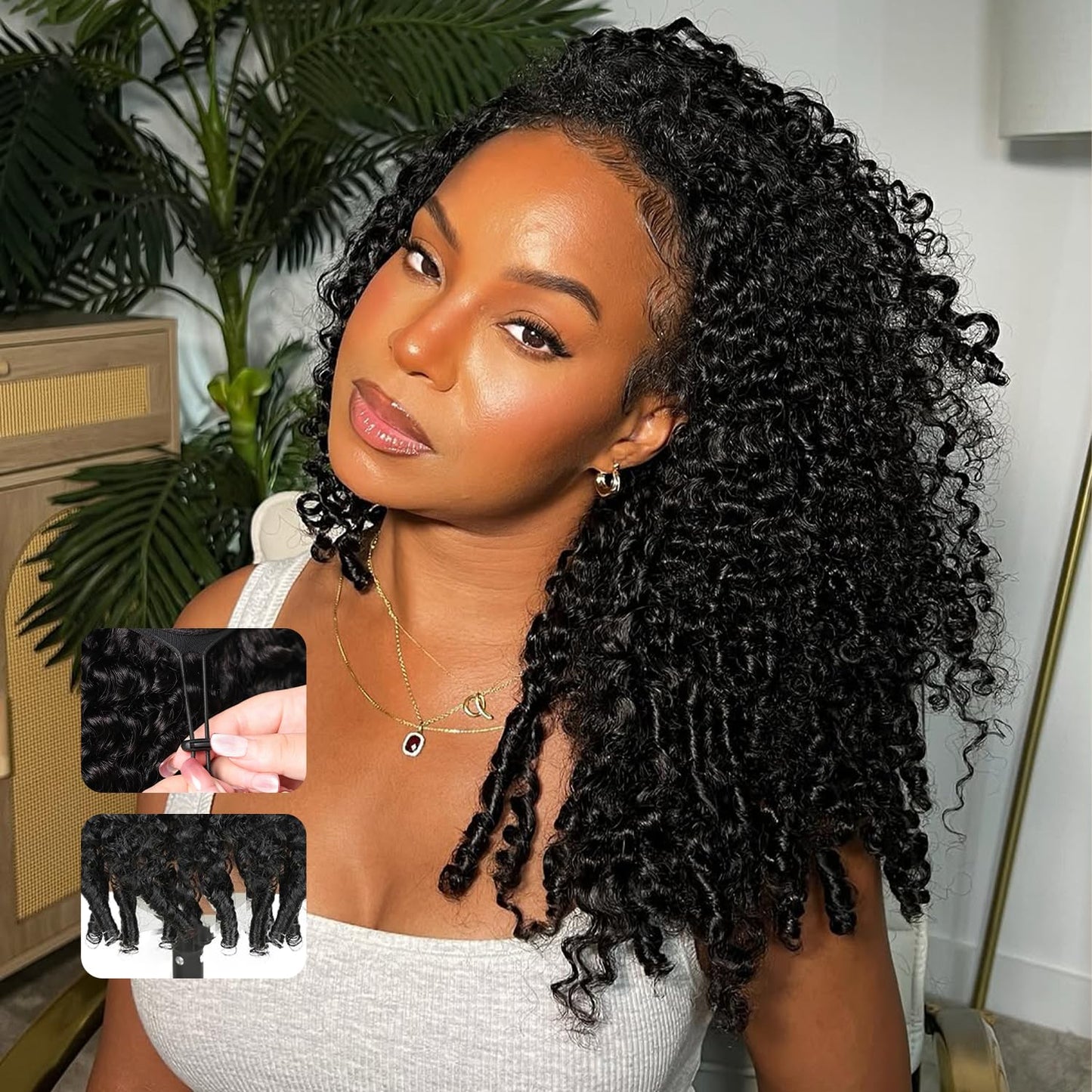 Burmese Curly Half Wig - 250% Density 100% Human Hair | Glueless 16 Inch for Black Women