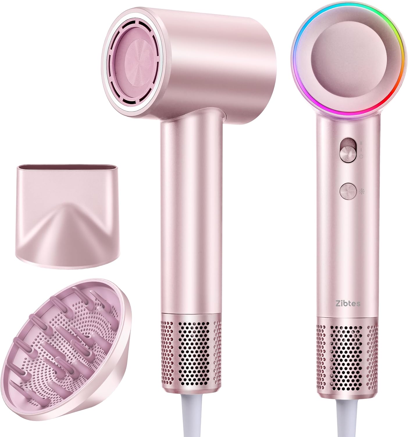 High-Speed Hair Dryer - 160,000 RPM Brushless Motor for Fast Drying | Ionic Frizz Control, Low Noise, Diffuser Included, White