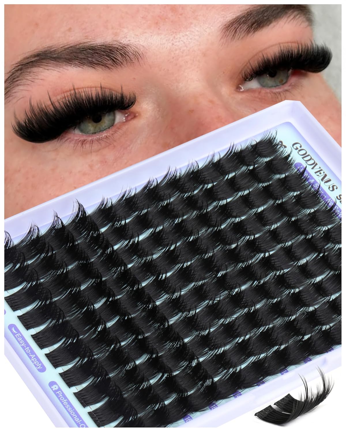 Manga Lash Clusters - Wispy Fluffy Anime Eyelash Extensions | Reusable Faux Mink, D Curve 12-18mm, 204 Pieces