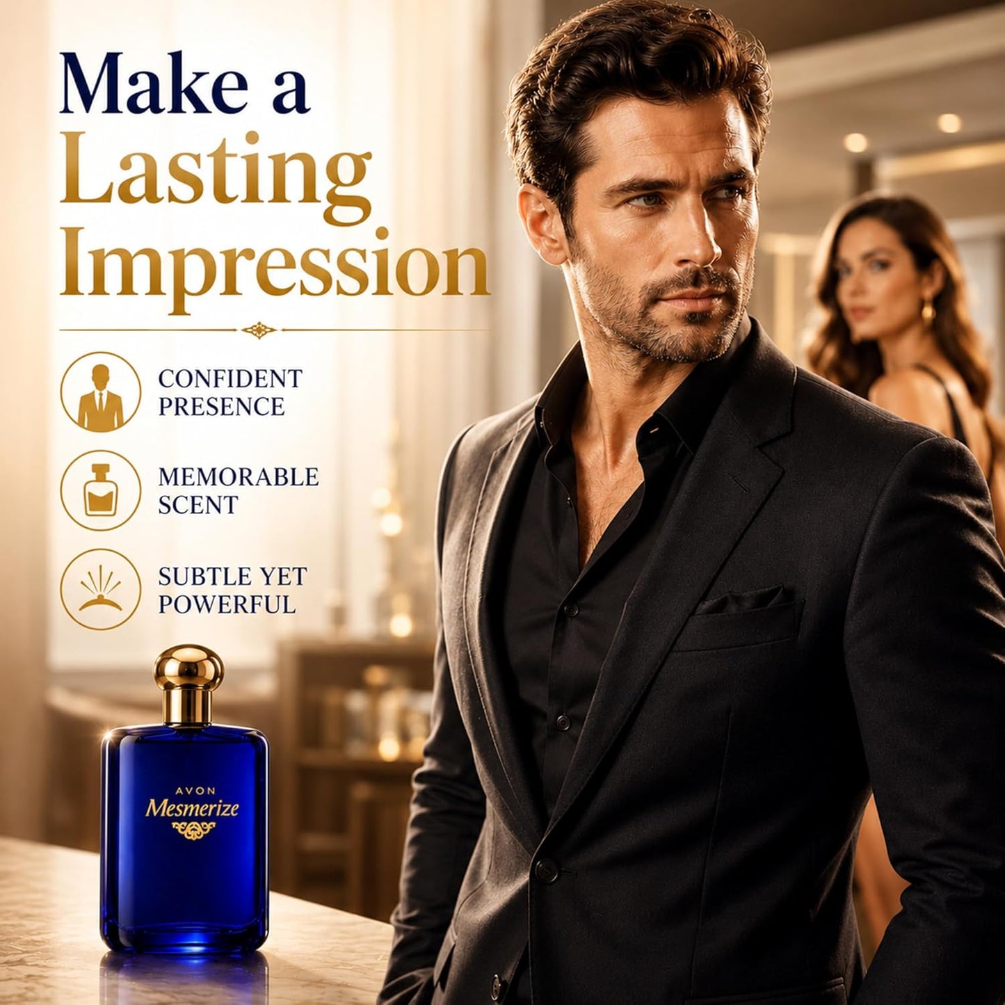 AVON Mesmerize Cologne Spray - Long-Lasting Men's Cologne with Sandalwood & Amber | 3.4 fl oz Travel Size