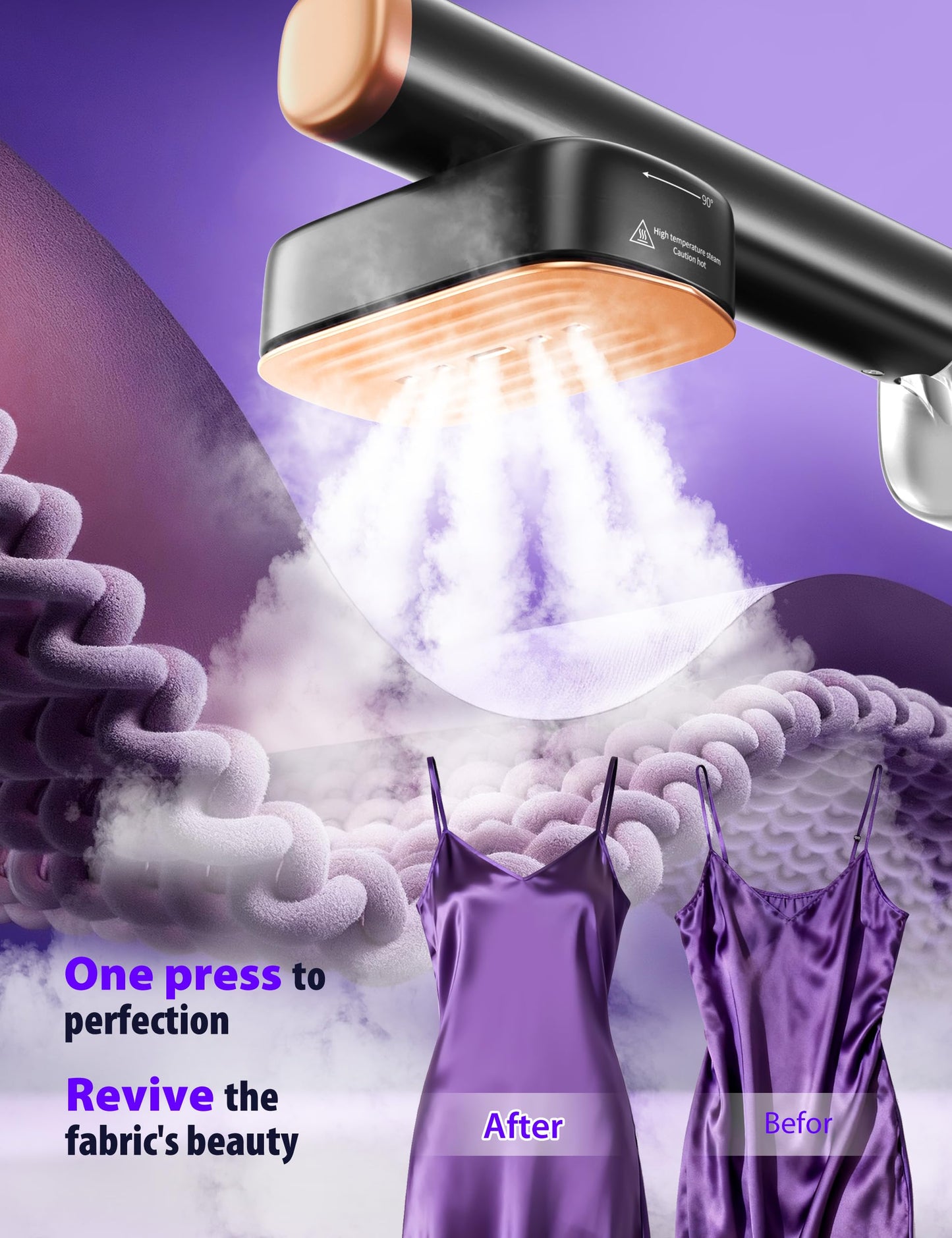 Travel Steamer for Clothes with 180 ml Water Tanks,15s Fast Heat-up,24 g/min Strong Steam Performance, Portable Garment Steamer with Touch Control, LED Display, Steam Iron Black