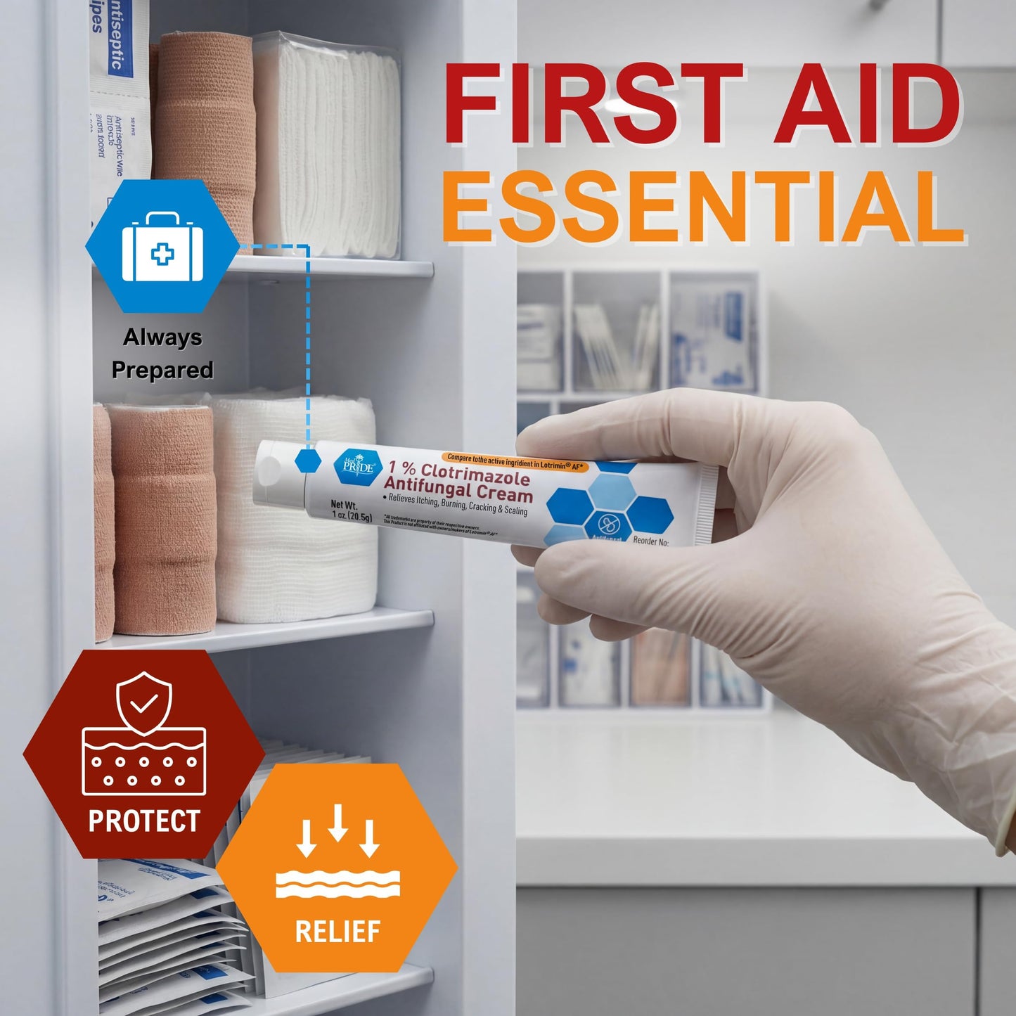 MED PRIDE Clotrimazole 1% Antifungal Cream, Itch Relief Treatment, 1 oz