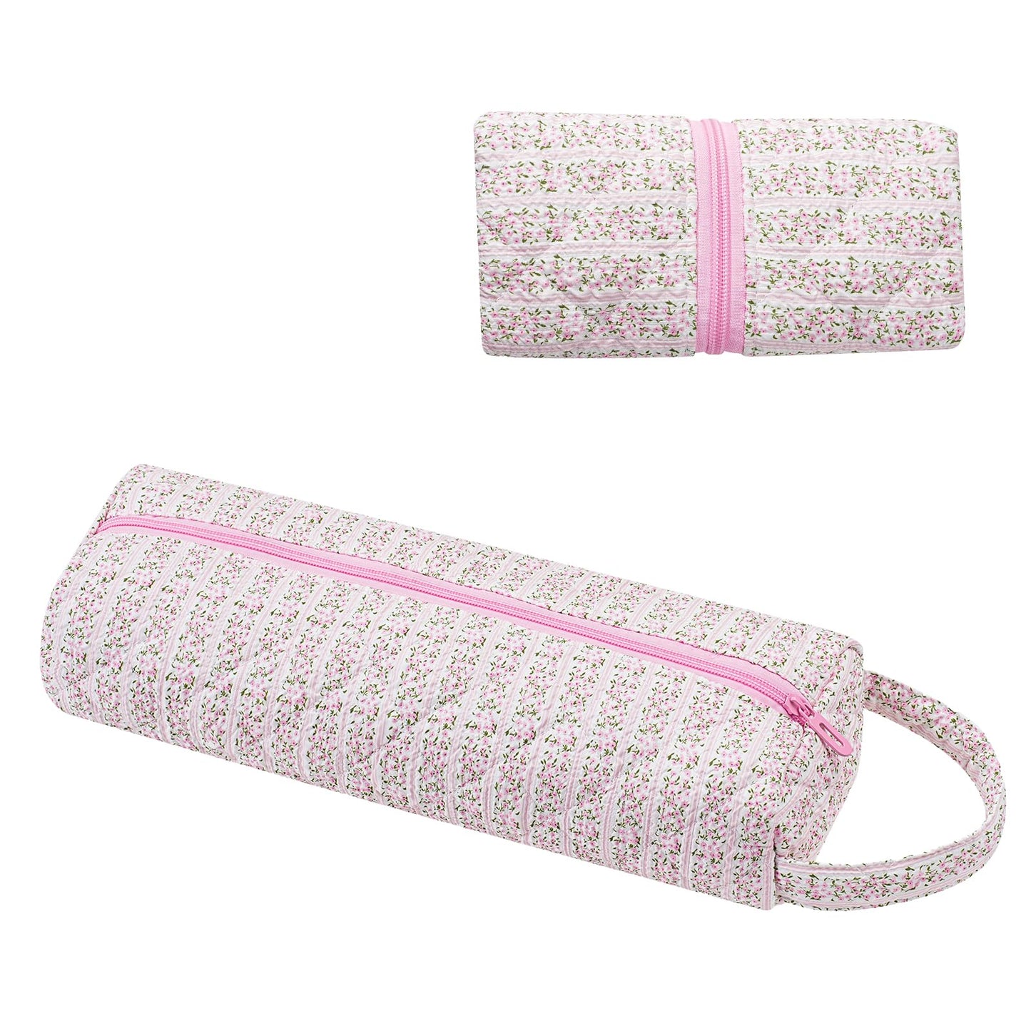 RSRSLEII Quilted Hair Tools Travel Bag，Hair Styling Accessories Storage Case for Shark FlexStyle, Dyson Airwrap Hair Dryer, Curling Iron, Revlon Hair Tools，Portable and foldable(07Small Pink Flower)