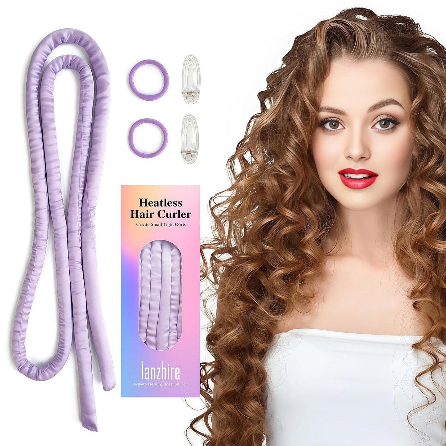 No Heat Overnight Curling Headband - Heatless Curlers for Long & Short Hair | Black