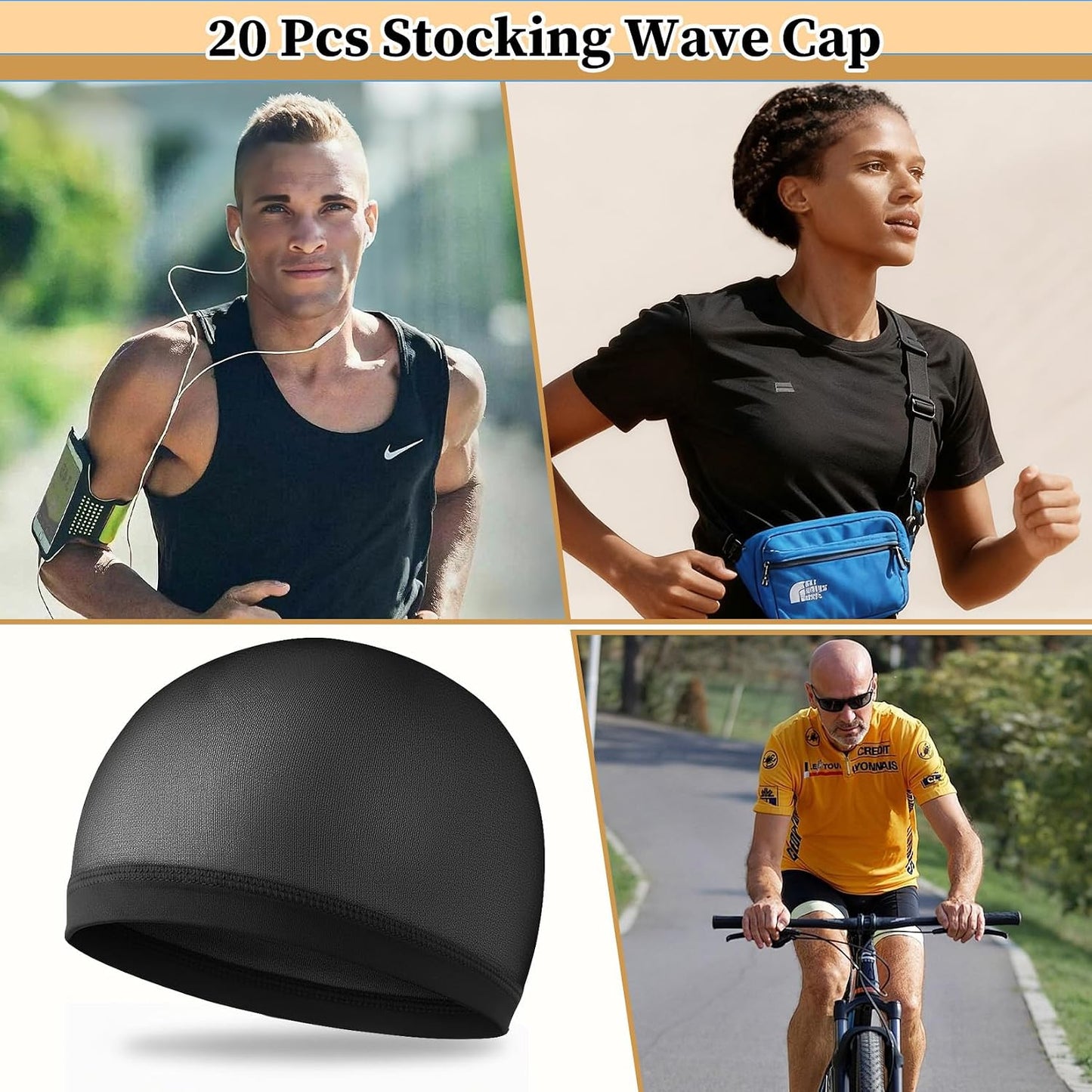 Wave Caps for Men - Stretchy Nylon Skull Cap for Sleep | Anti-Slip, Breathable, 10/20/50 Pcs