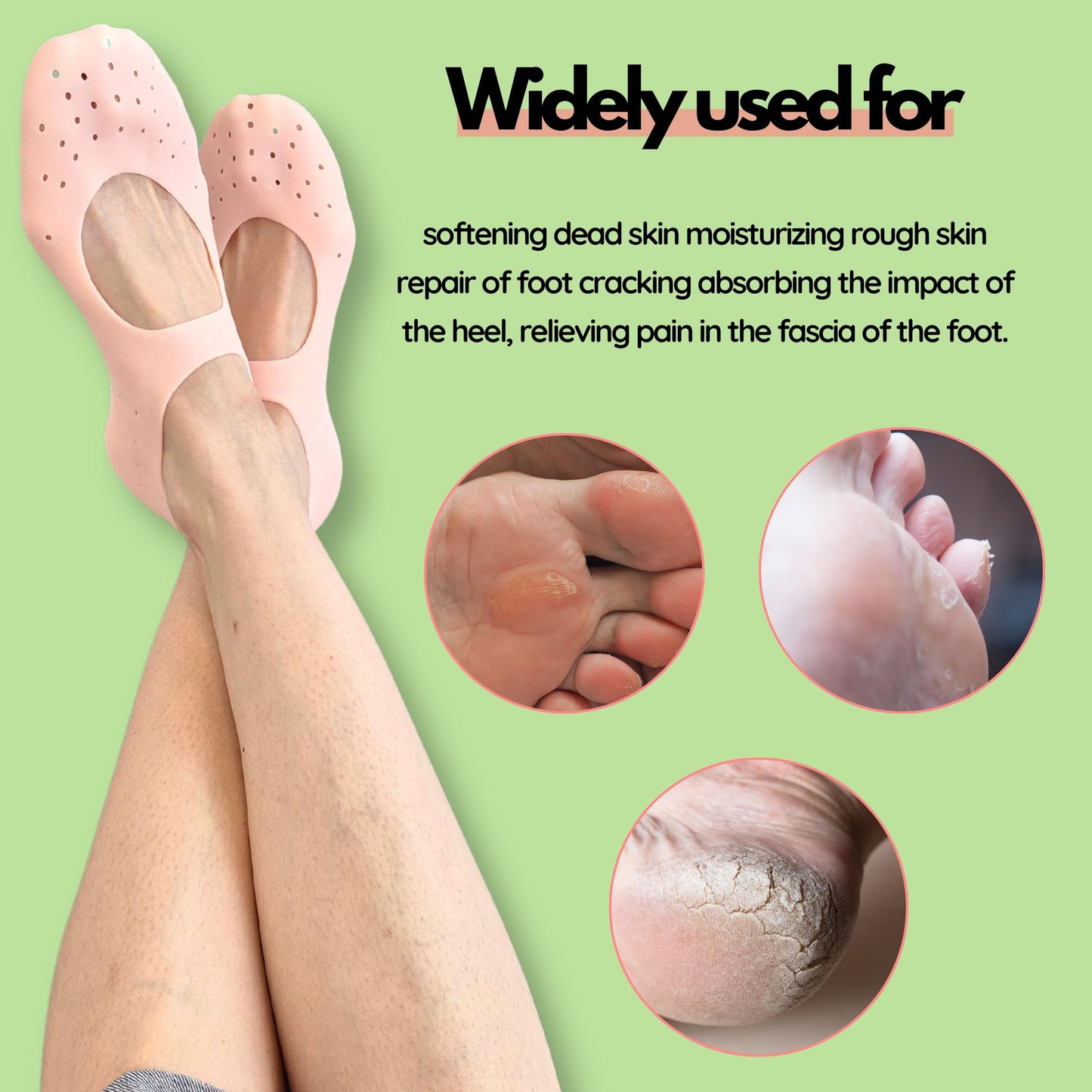 Moisturizing Gel Socks - Hydrating Spa Treatment for Soft, Smooth Feet, Ideal for Dry, Cracked Heels and Rough Skin (Small, 1 Pair)