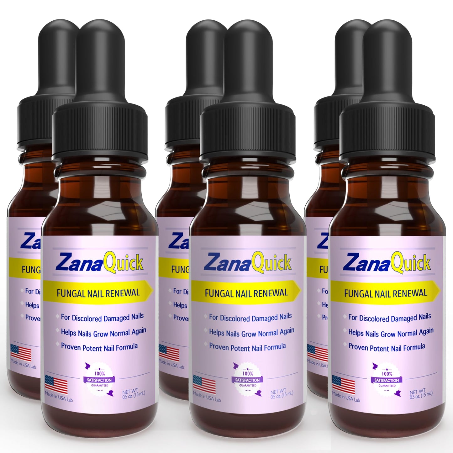 ZanaQuick Nail Care Drops for Toenails and Fingernails - Nail Solution for Daily Nail Care Routine - Easy to Apply - Made in USA - 6 Packs