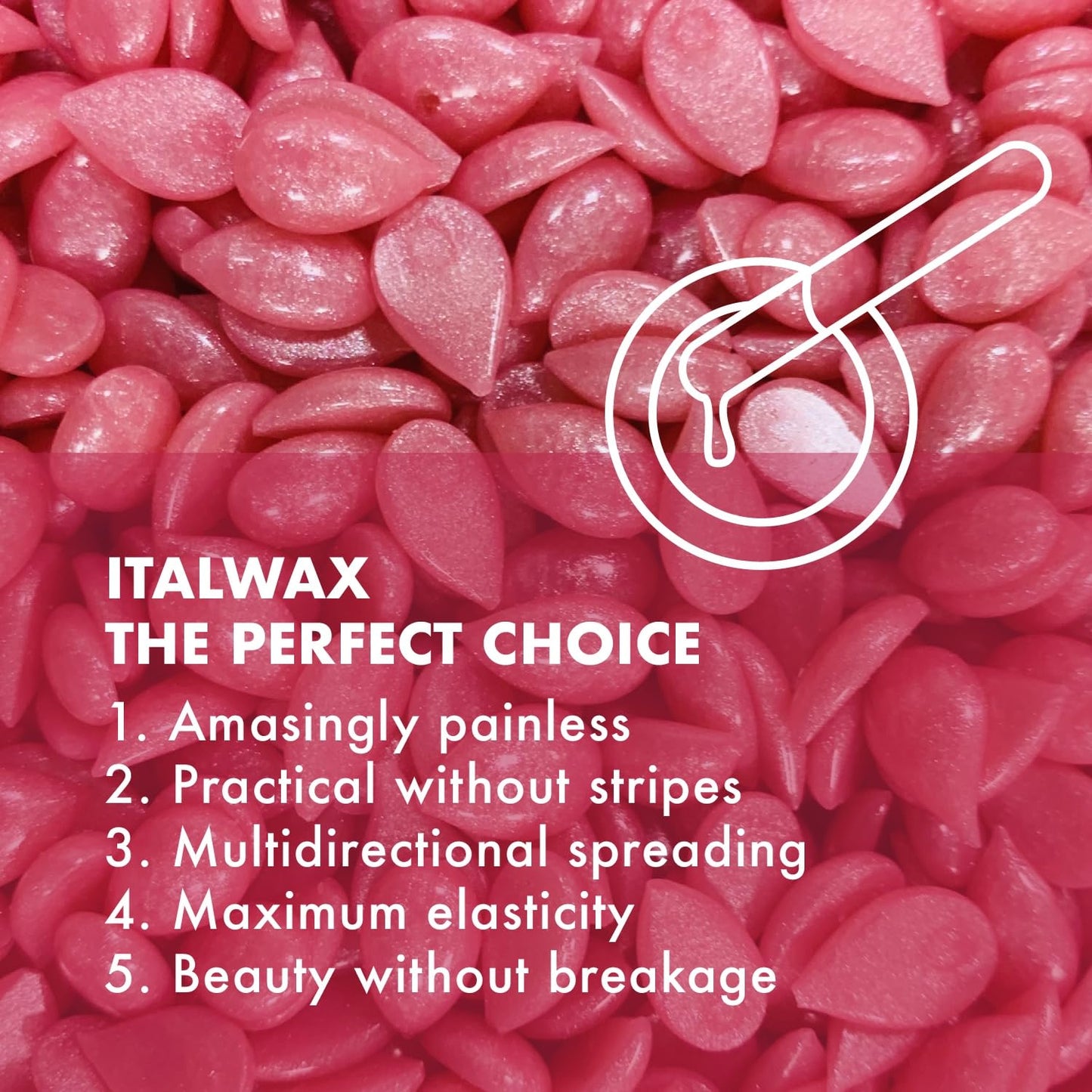 Italwax Top Line Pink Pearl Hard Wax Beads 1.65 lb (750 g) – Semi-Creamy Unscented Hard Wax for Facial Areas, Strong from First Pull, Suitable for Sensitive Skin, Professional Use – Made in Italy