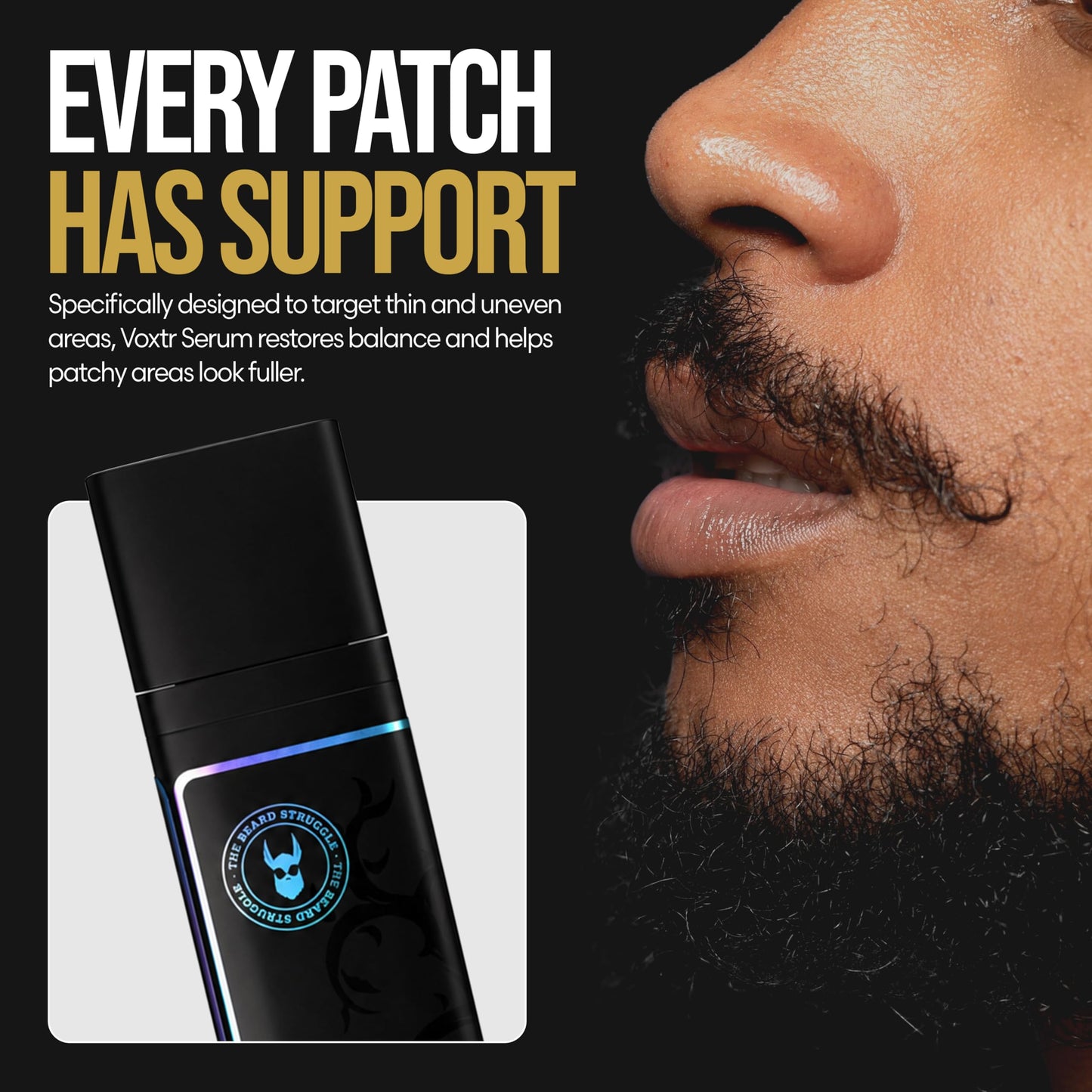 The Beard Struggle Voxtr Serum for Men - Lightweight Hydrating Facial Hair Grooming Formula with Hyaluronic Acid - Helps Improve Appearance of Fuller, Softer Facial Hair - Unscented 1.69 fl oz