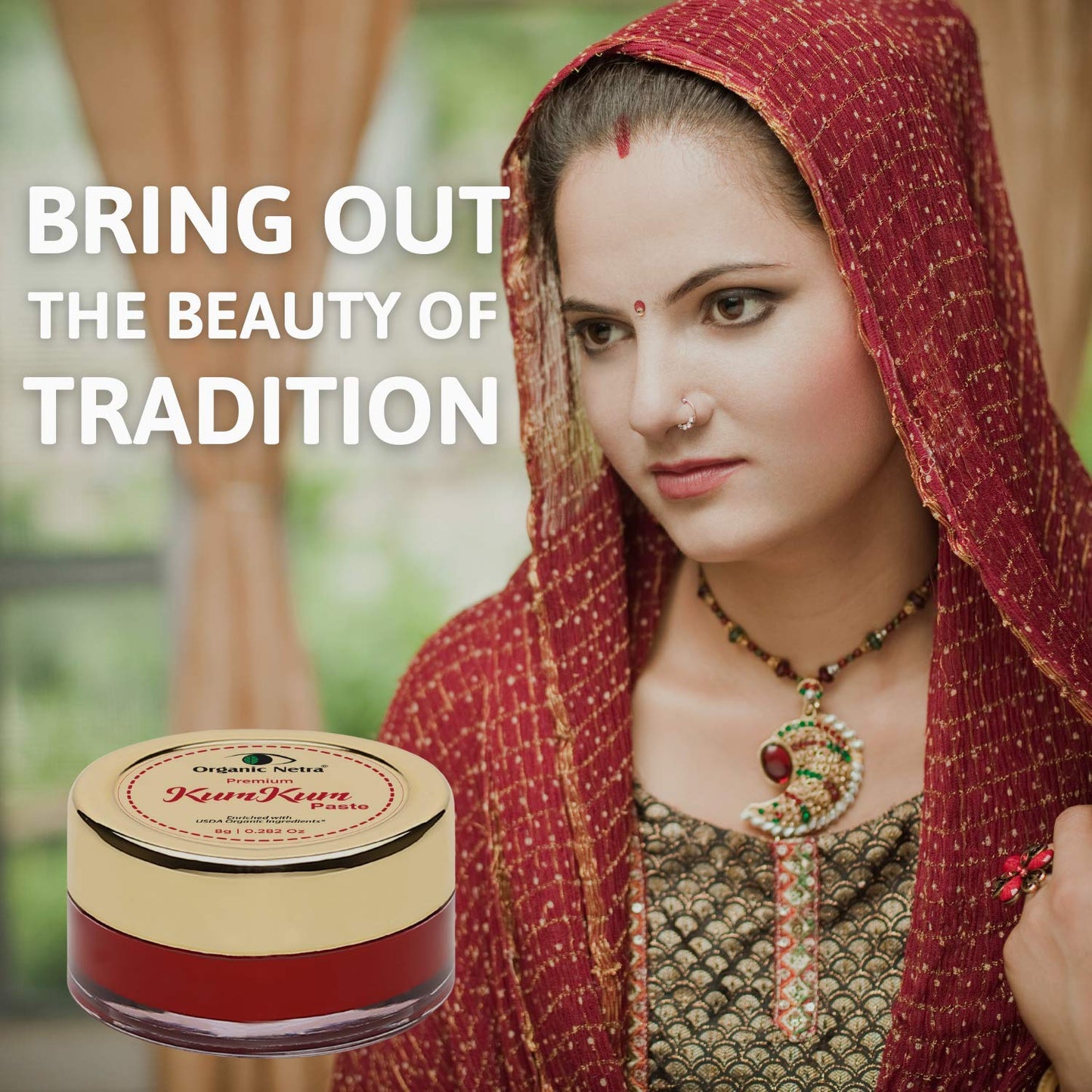 Organic Netra Sindoor/Kumkum Paste Waterproof Long lasting, Smudge Proof Sindoor Pure and Natural Deep Red Colour, Natural and Organic Ingredients, 8gm Each (Maroon & Red)