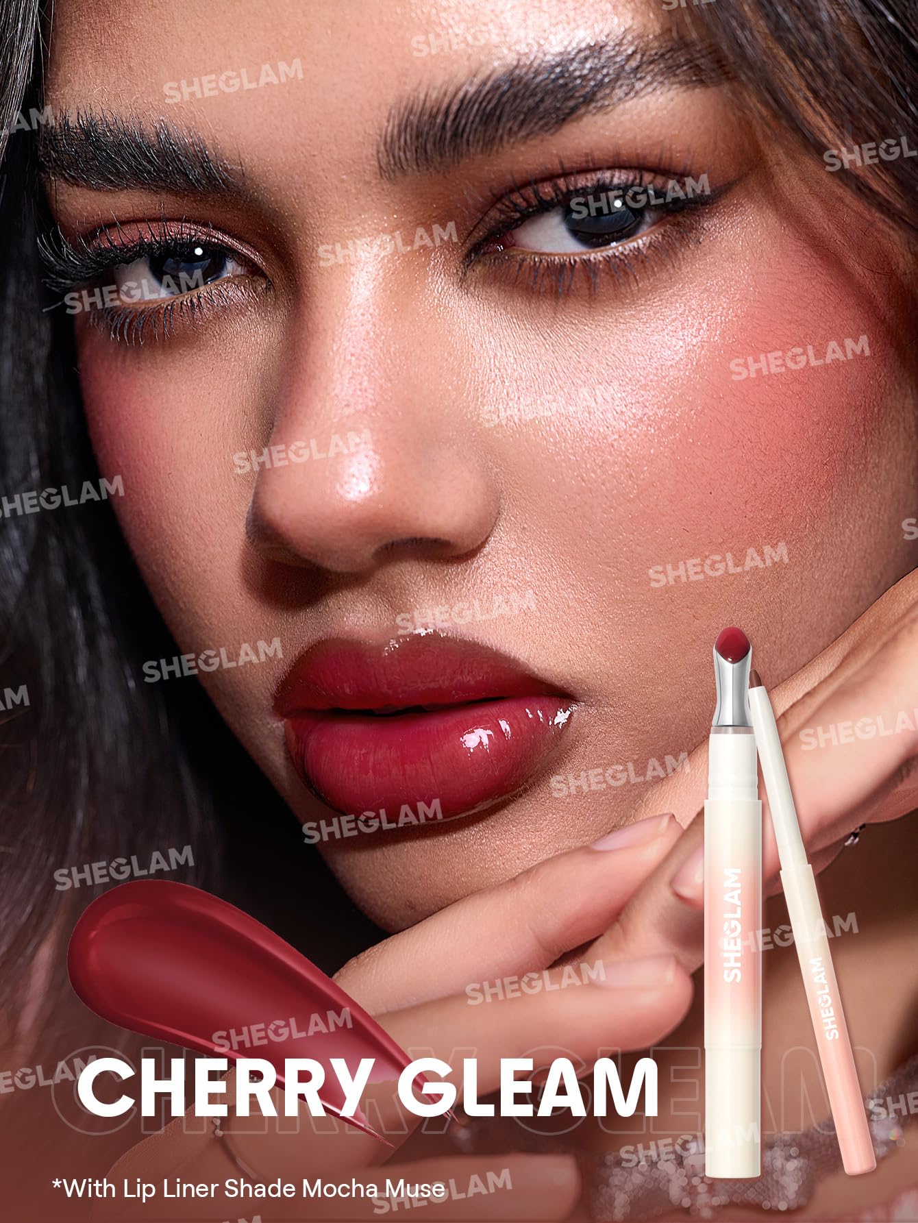 SHEGLAM Hydrating Lip Gloss Cruelty-Free Plumping Peptides-Cherry Gleam