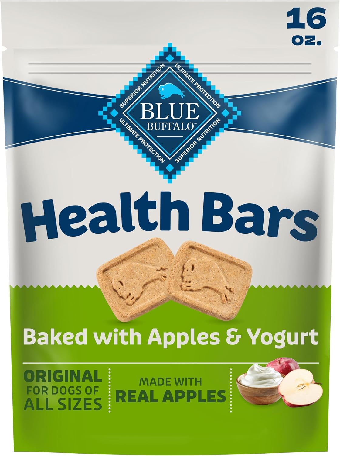 Blue Buffalo Dog Treats - Pumpkin & Cinnamon Crunchy Health Bars | Oven-Baked, Natural Ingredients, 16 oz.