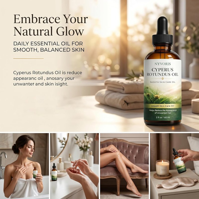 Cyperus Rotundus Oil for Hair Removal - Organic Cold-Pressed Moisturizing & Soothing Body Oil | 1 Pack