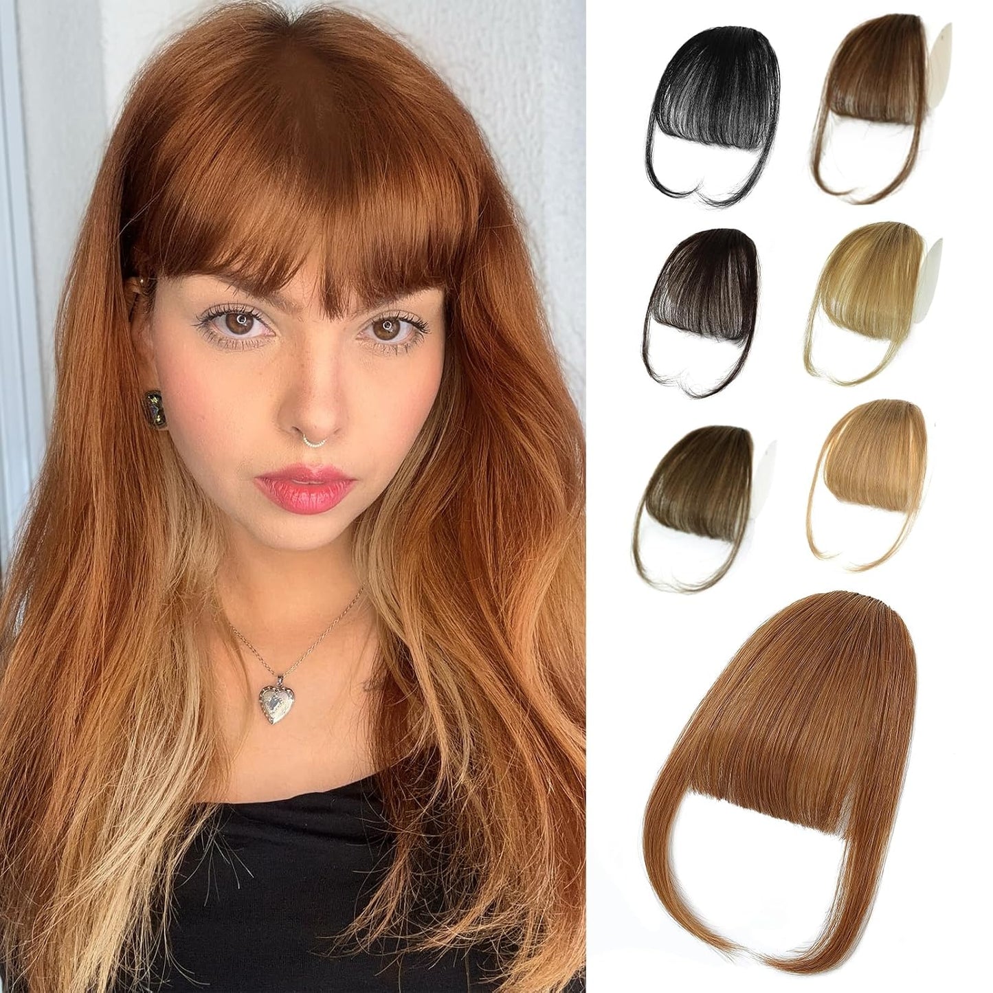 Bangs Hair Clip - 100% Real Human Hair Extensions | Natural Black Wispy Fringe for Women