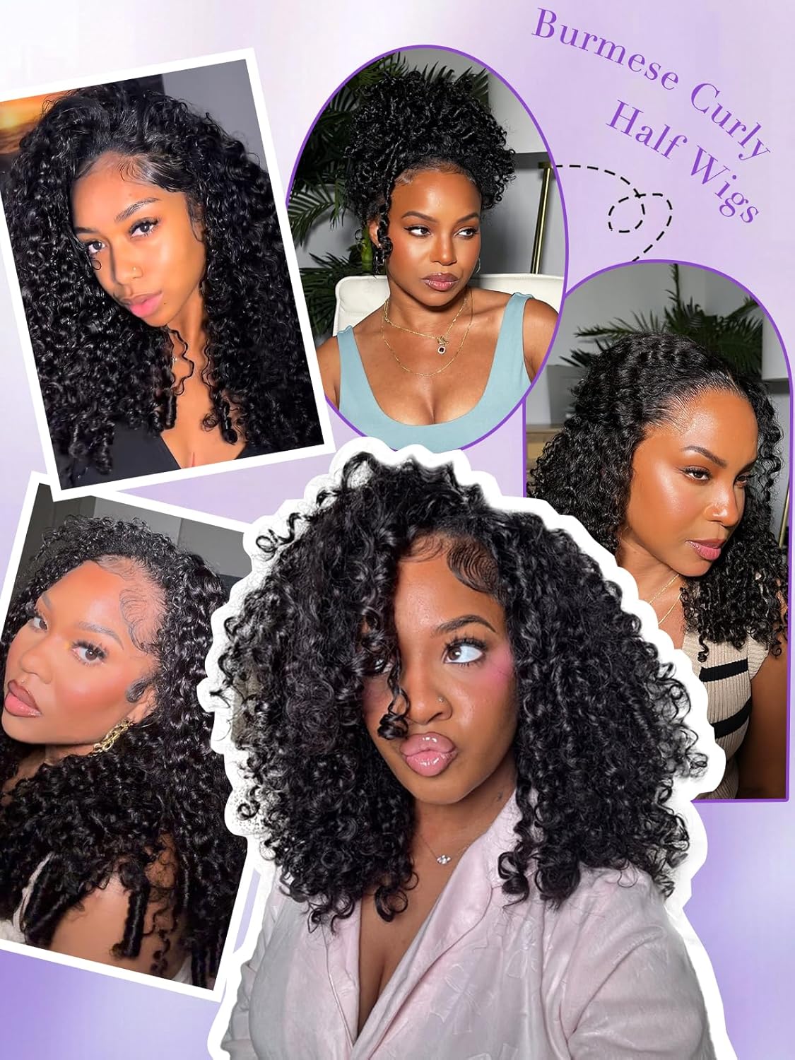 Burmese Curly Half Wig - 28 Inch 180% Density Human Hair | Glueless, Beginner-Friendly Design for Black Women