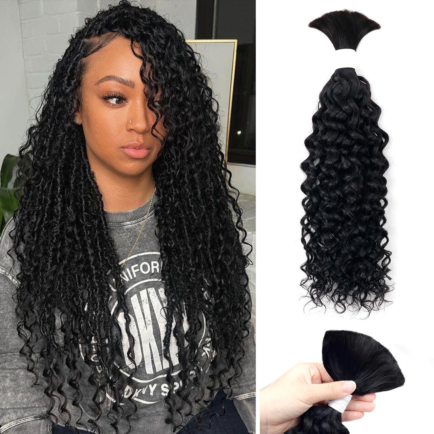 Body Wave Curly 4/27 Human Braiding Hair - 100g One Bundle for Boho Braids | 18 Inch